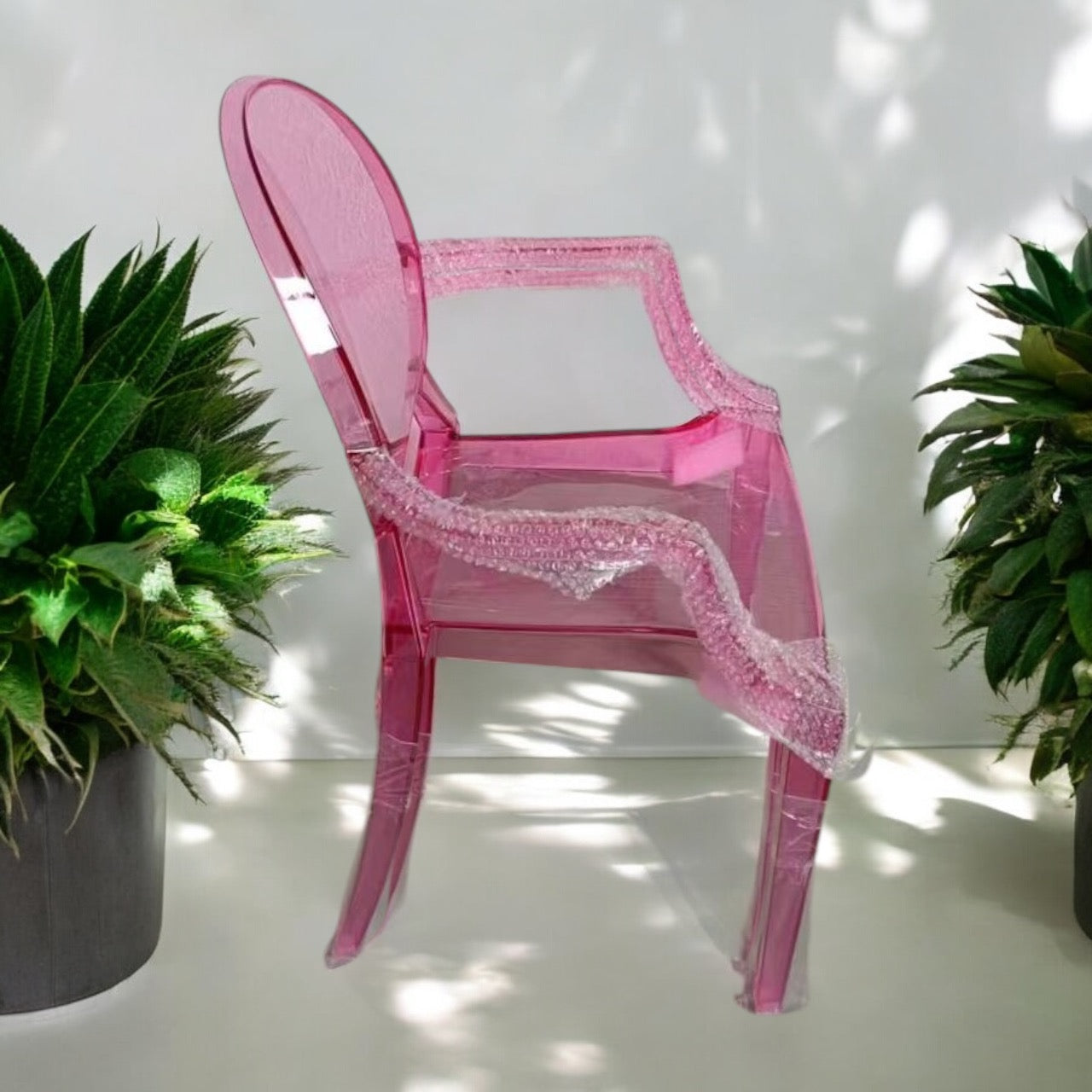 Kids Ghost Chair with arm rest Pink