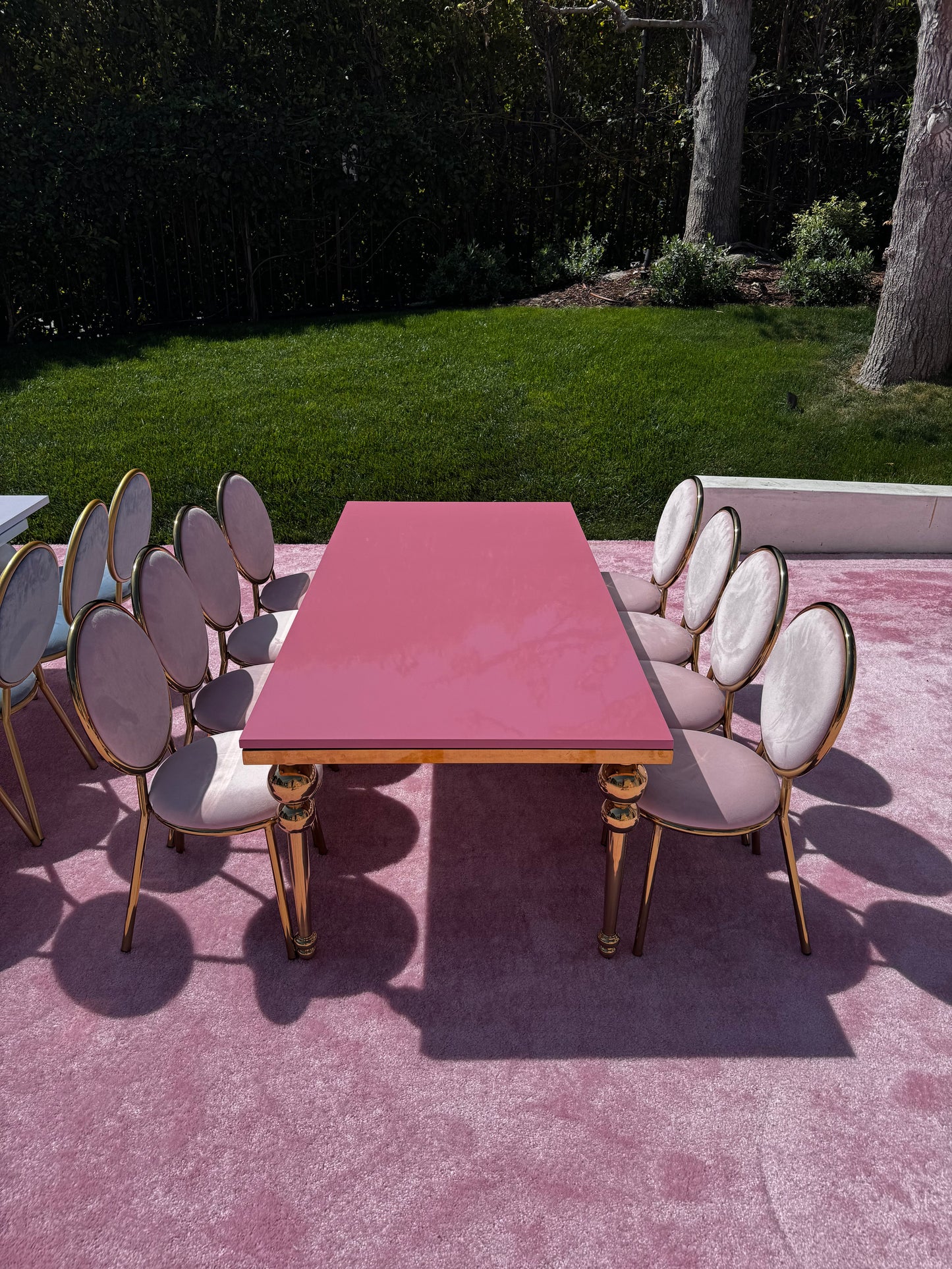 Kids Gold Rectangular Table Pink