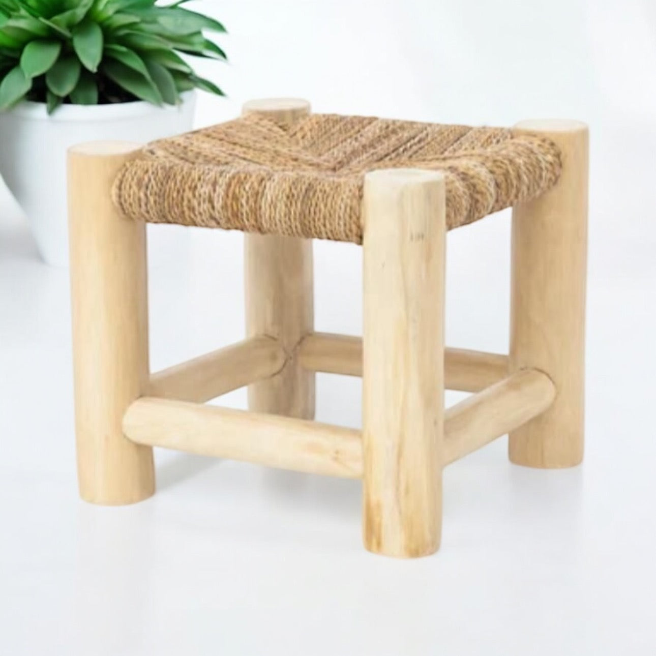 Kids Rattan Square Stool