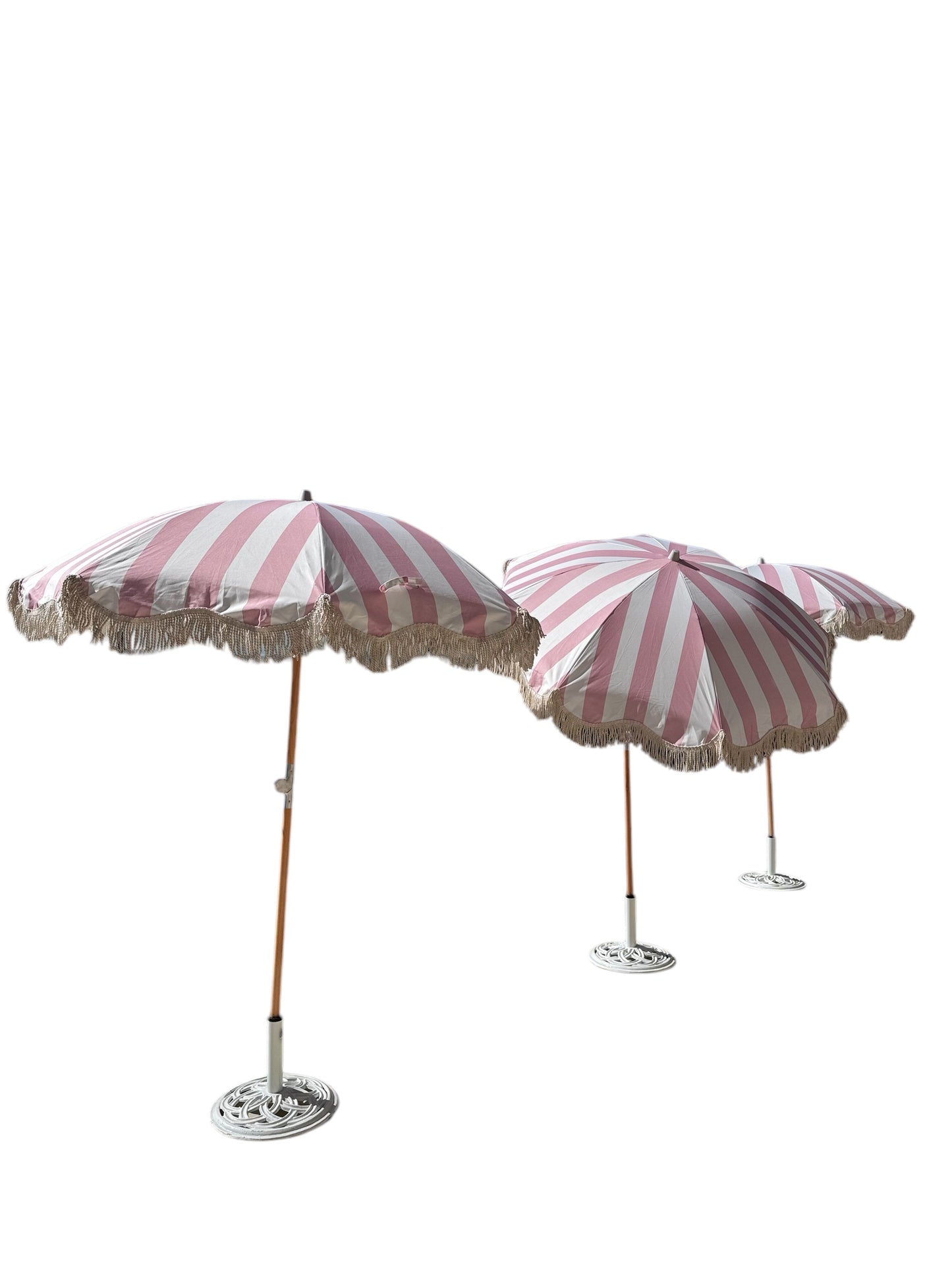 Outdoor Umbrella Pink & White Boho