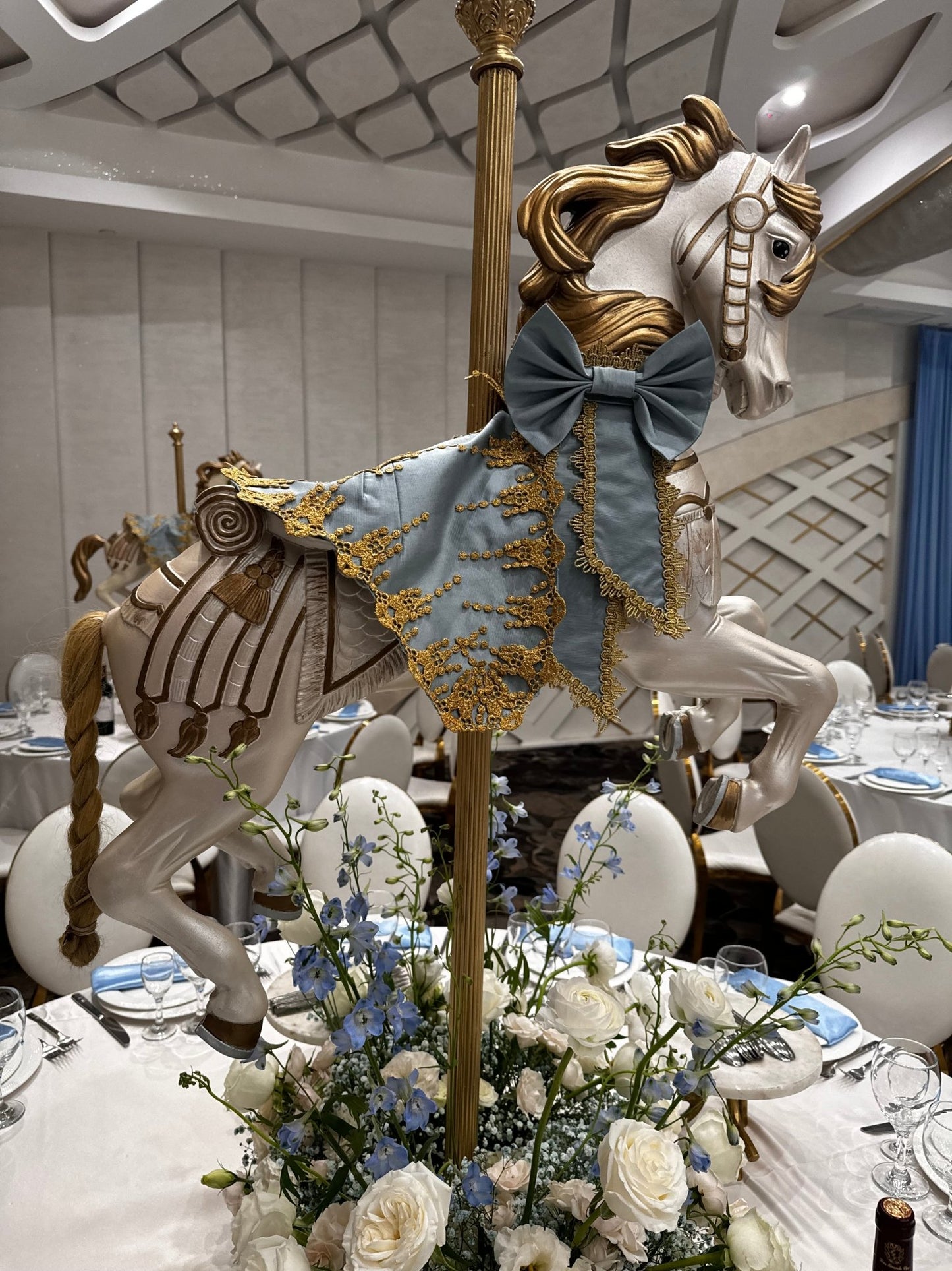 Carousel Horse Blue/Gold - Custom Prop Rentals