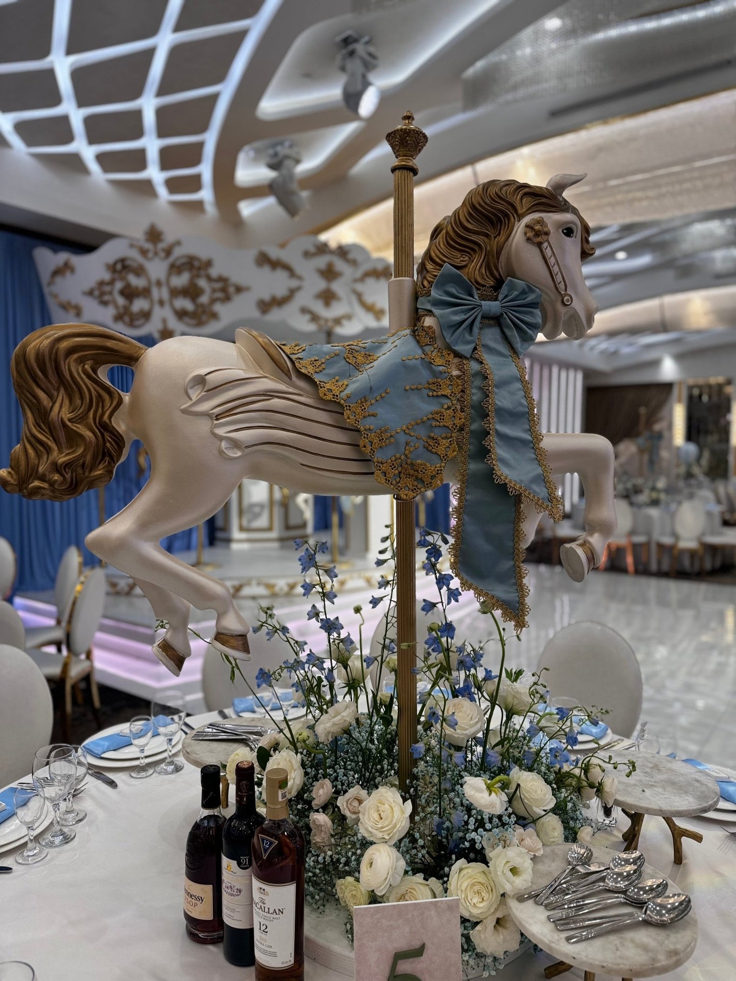 Carousel Horse Blue/Gold - Custom Prop Rentals
