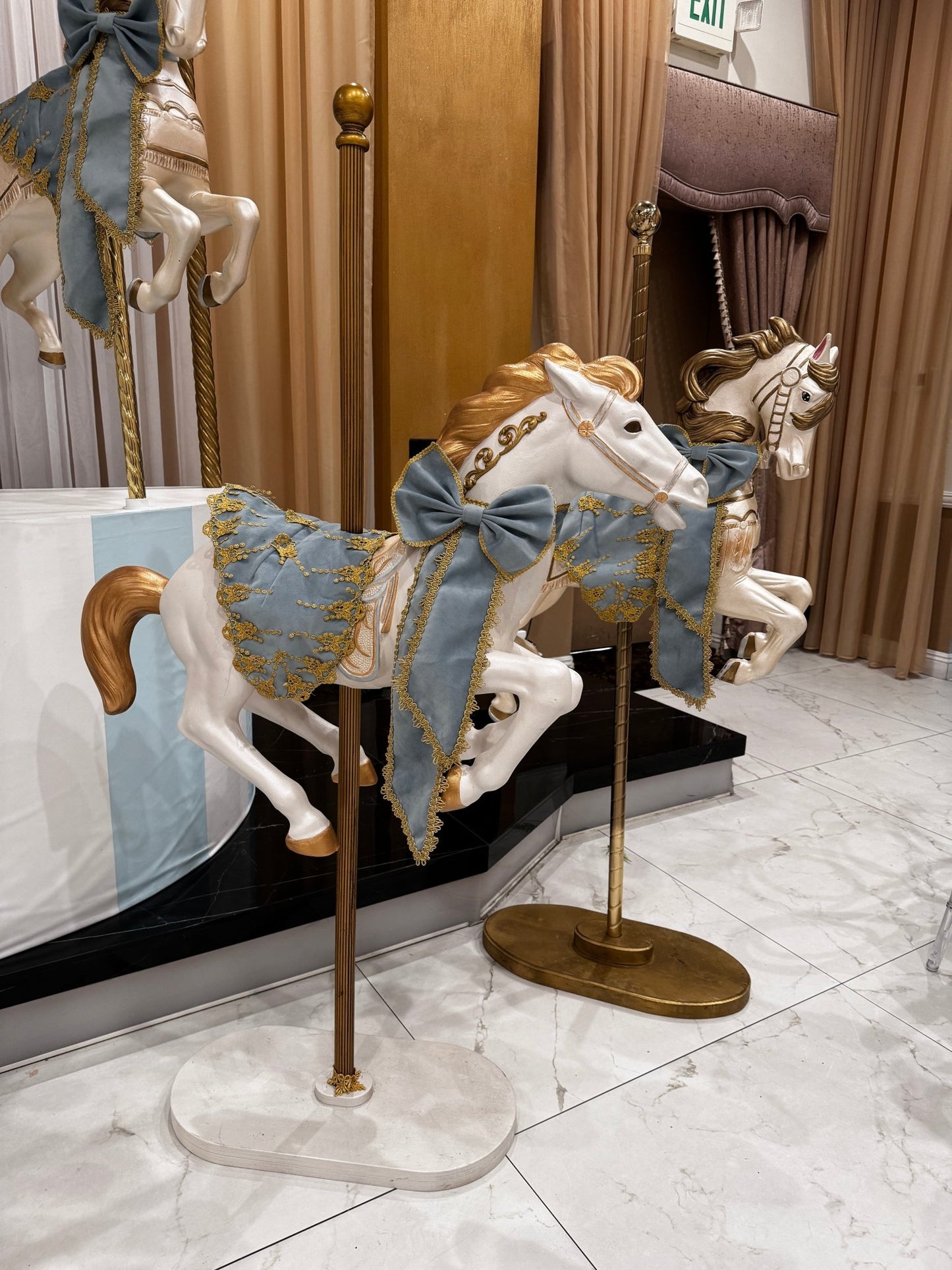 Carousel Horse on Stand Blue with Dress - Custom Prop Rentals