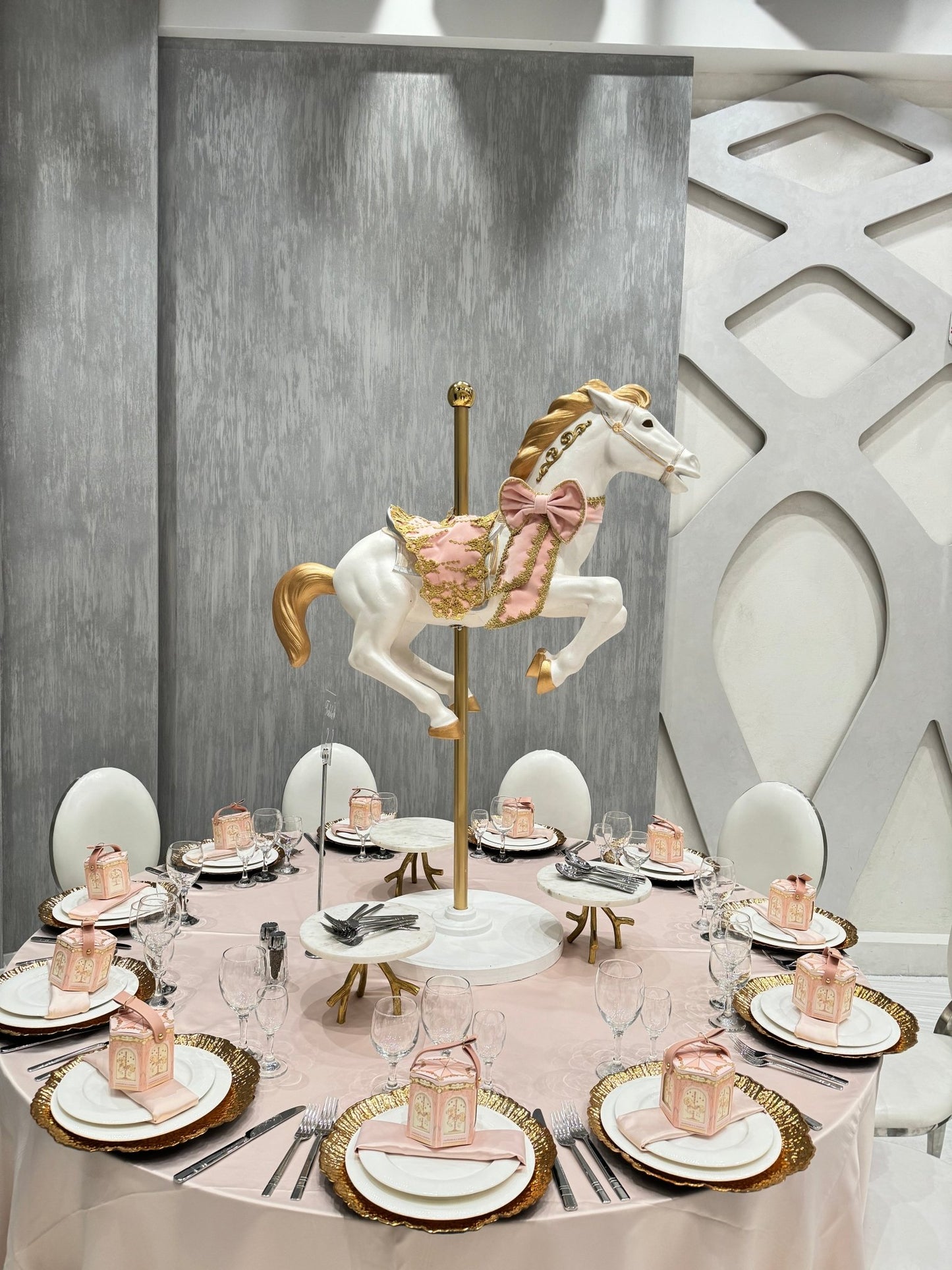 Carousel Horse Pink/Gold - Custom Prop Rentals