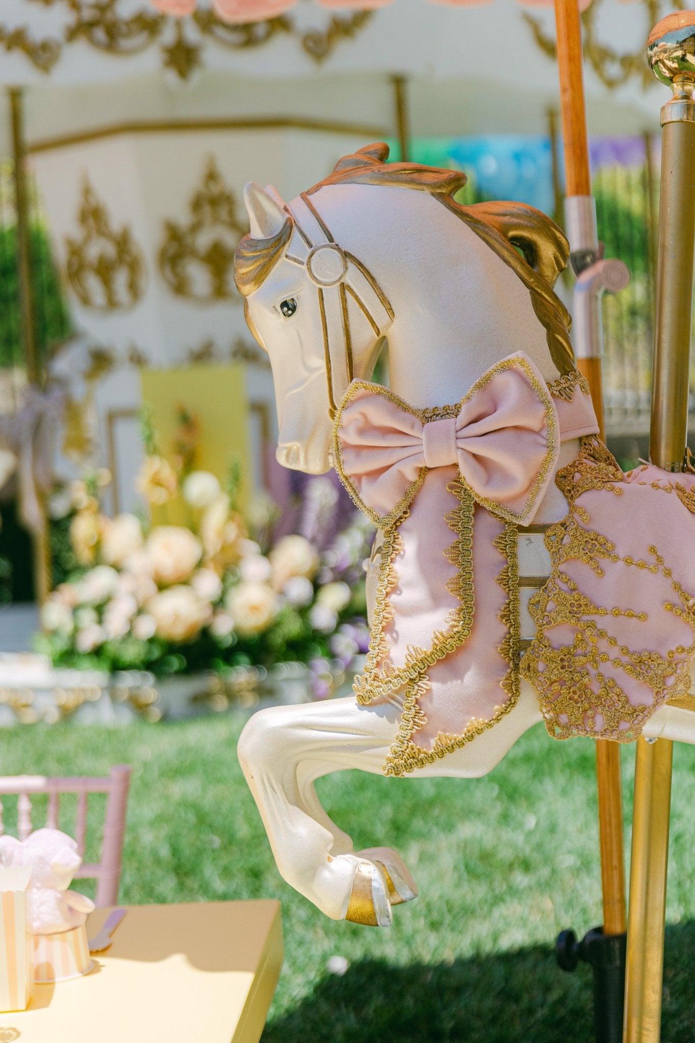 Carousel Horse Pink/Gold - Custom Prop Rentals