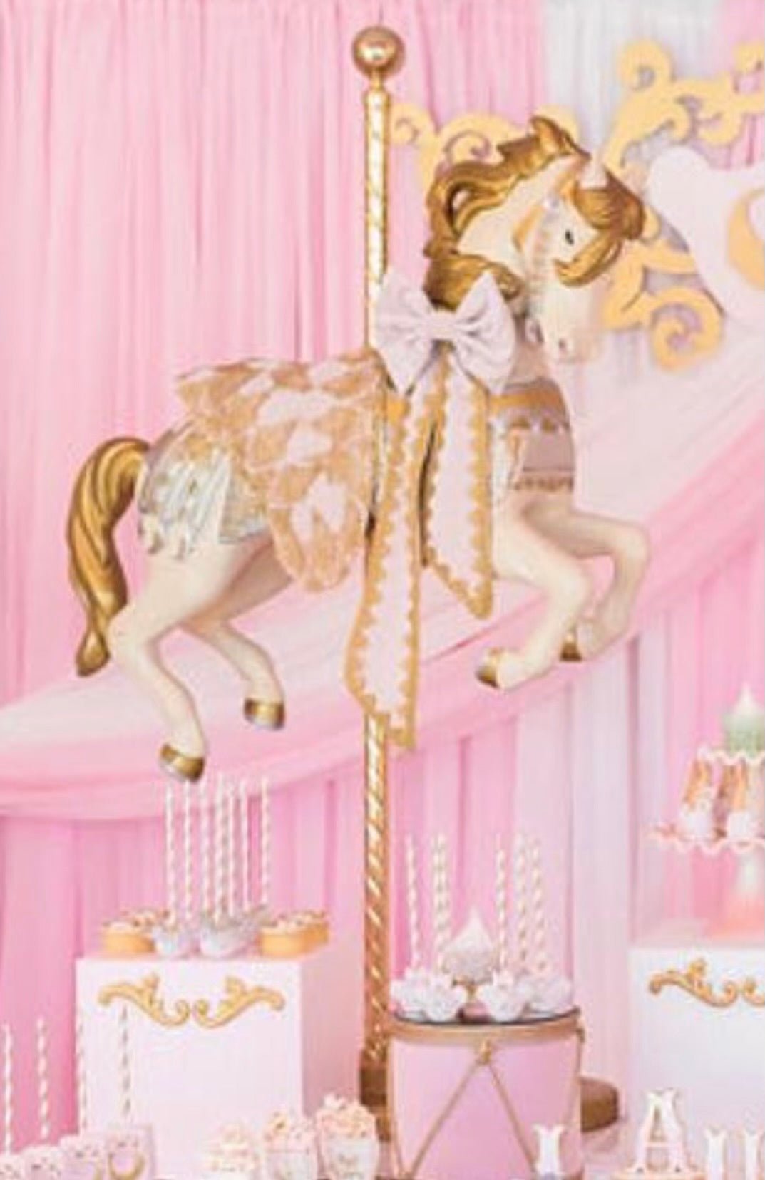 Carousel Horse Pink/Gold - Custom Prop Rentals