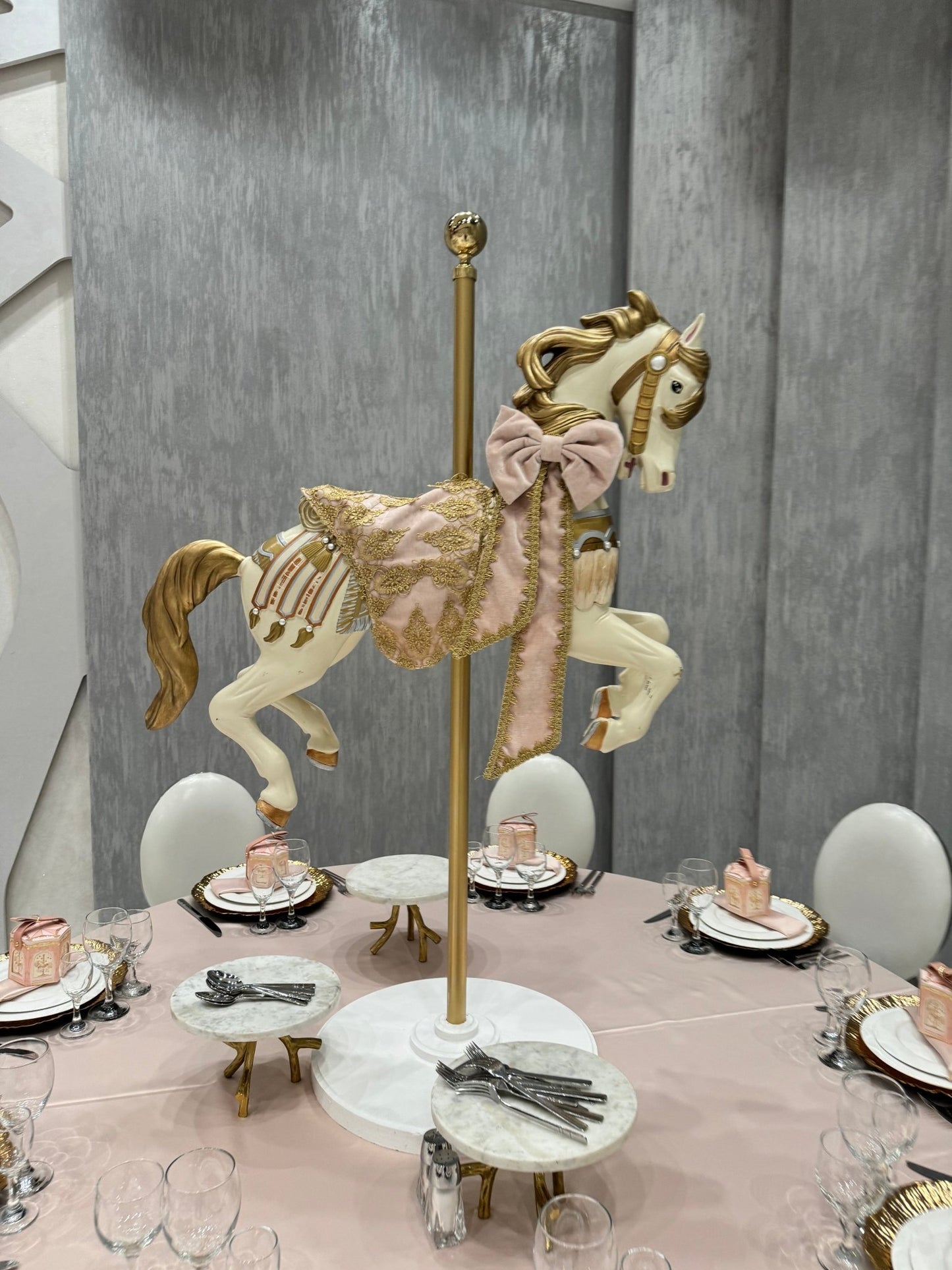 Carousel Horse Pink/Gold - Custom Prop Rentals