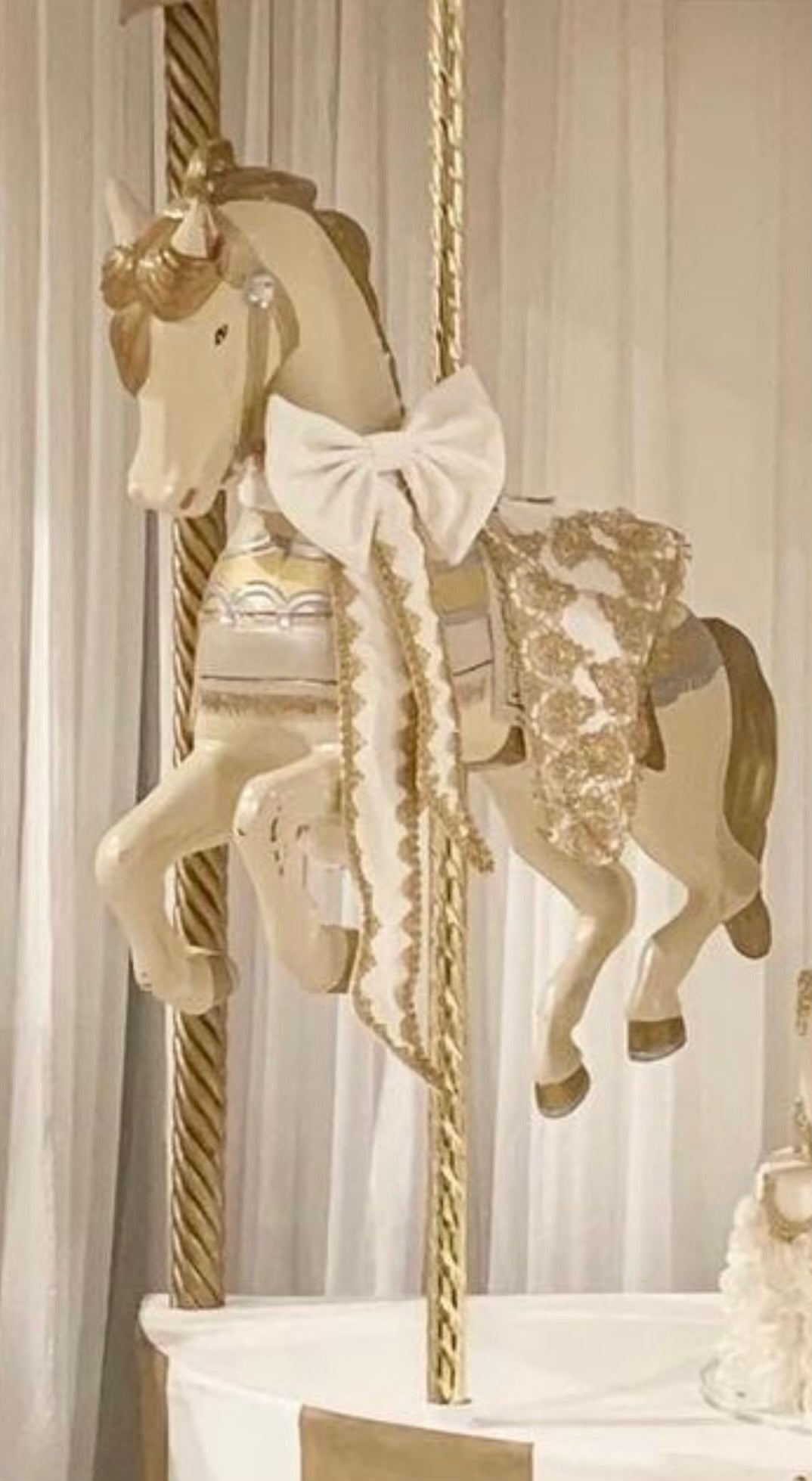 Carousel Horse White/Gold - Custom Prop Rentals