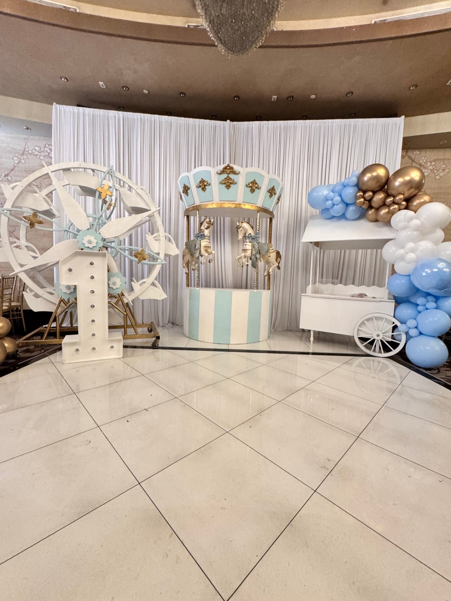 Carousel w/ Horses (Blue) - Custom Prop Rentals