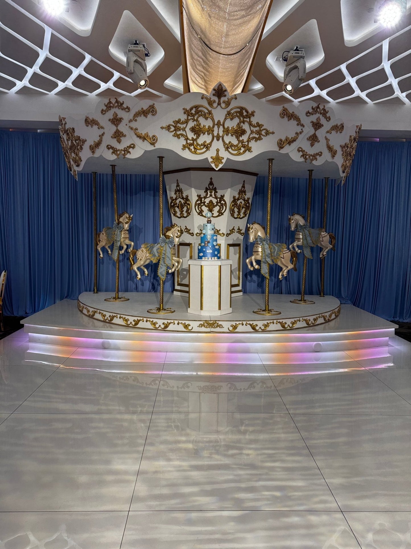 Grand Carousel Blue - Custom Prop Rentals