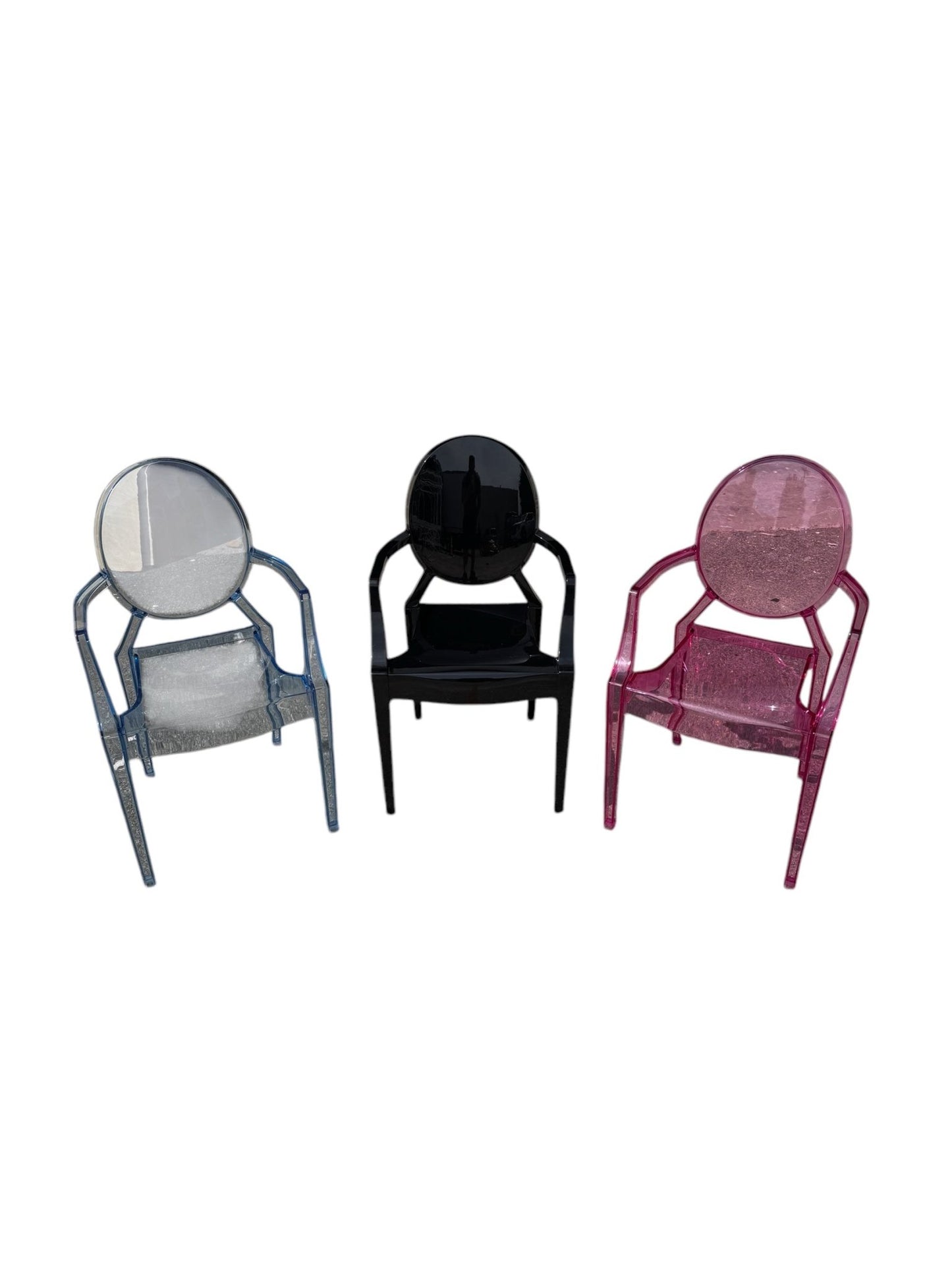 Kids Ghost Chair with arm rest Pink - Custom Prop Rentals