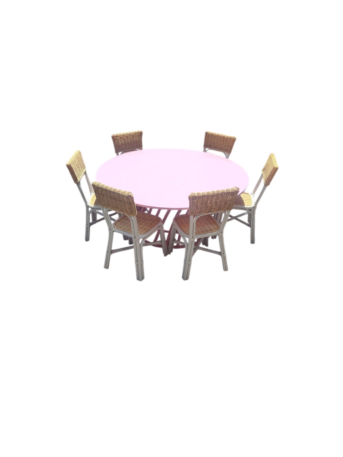 Kids Rattan Round Table Pink - Custom Prop Rentals