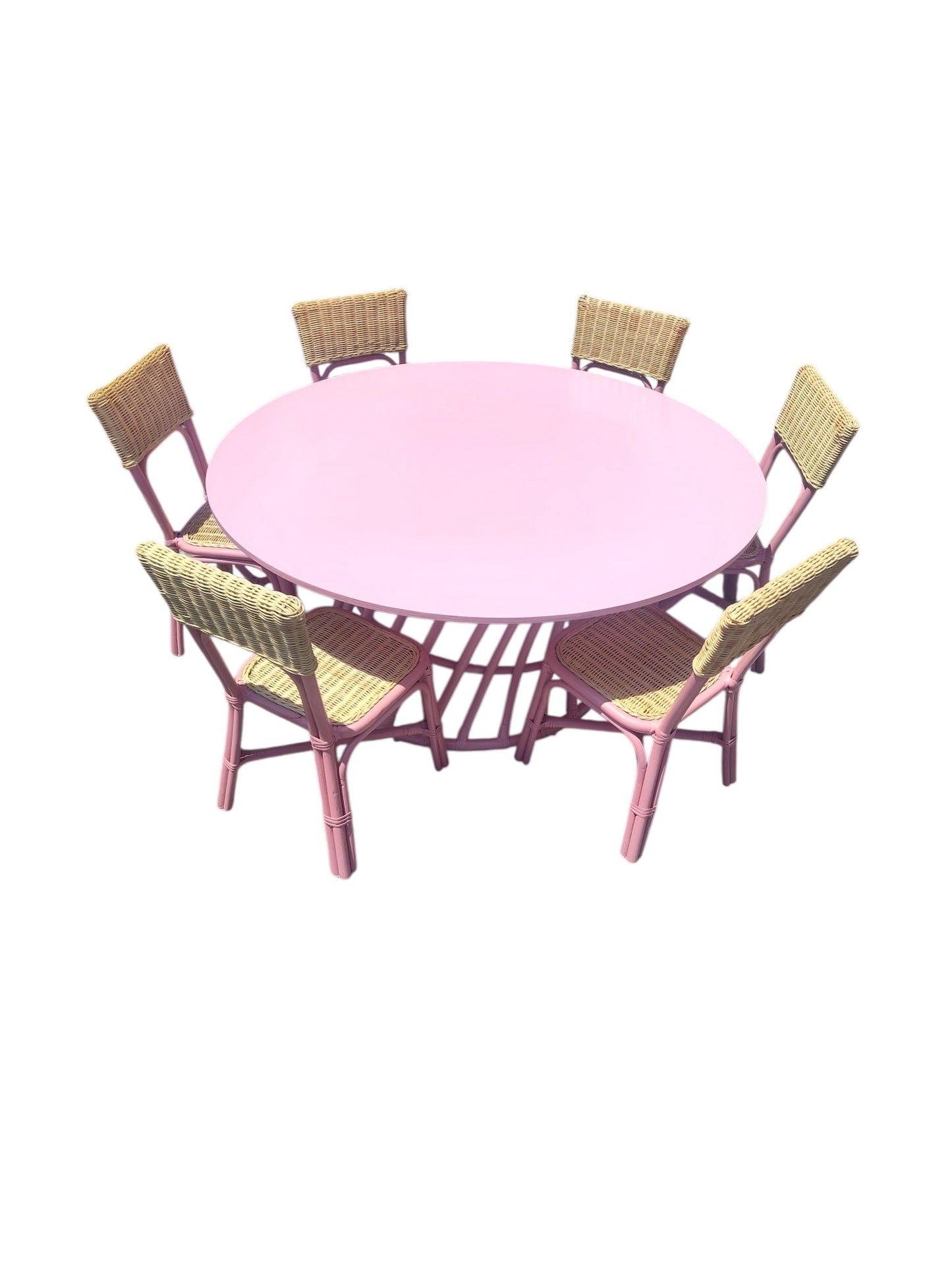 Kids Rattan Round Table Pink - Custom Prop Rentals