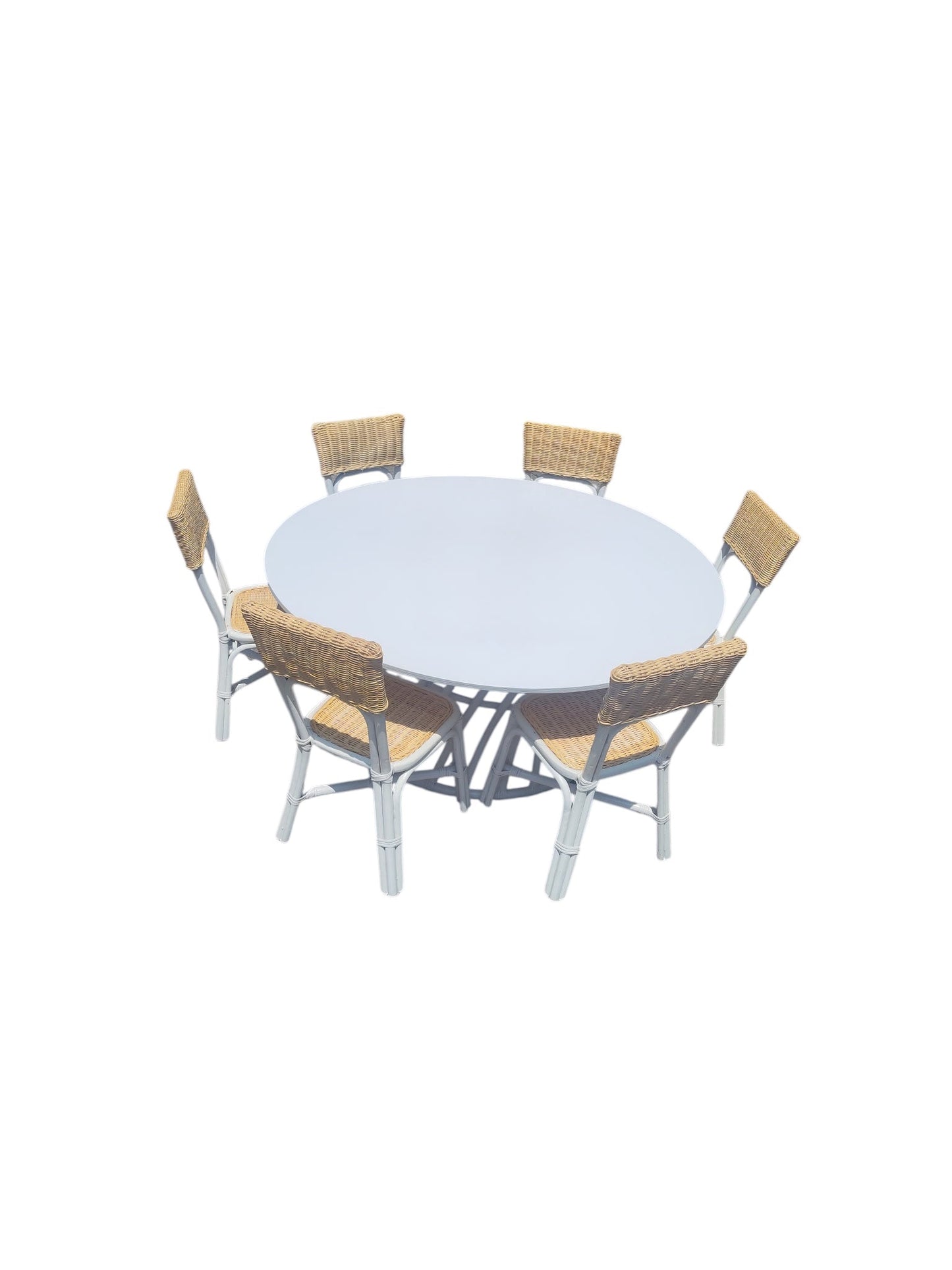 Kids Rattan Round Table White - Custom Prop Rentals