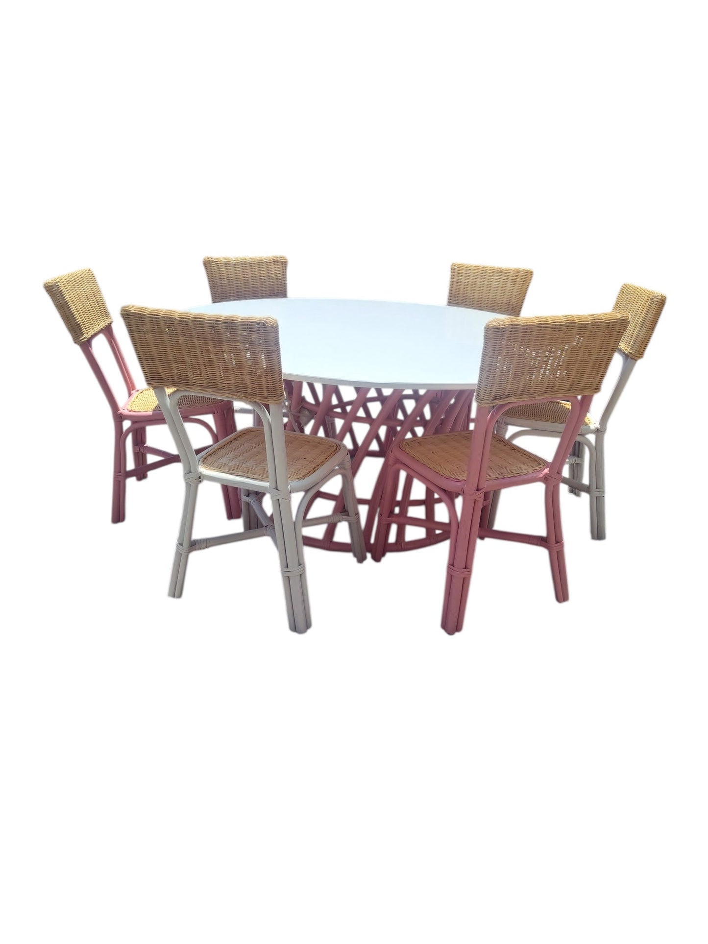 Kids Rattan Round Table White - Custom Prop Rentals