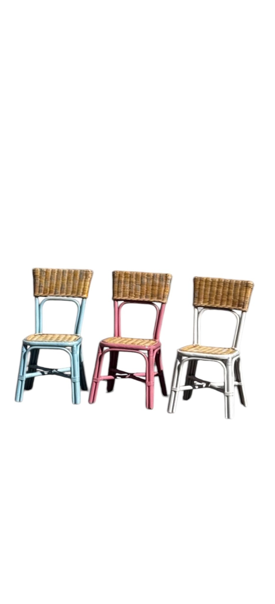 Kids Rattan Square Back Blue - Custom Prop Rentals