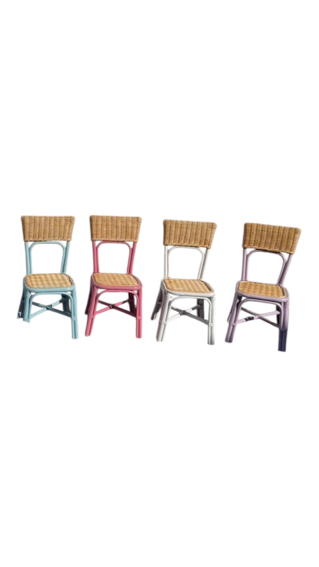 Kids Rattan Square Back Blue - Custom Prop Rentals