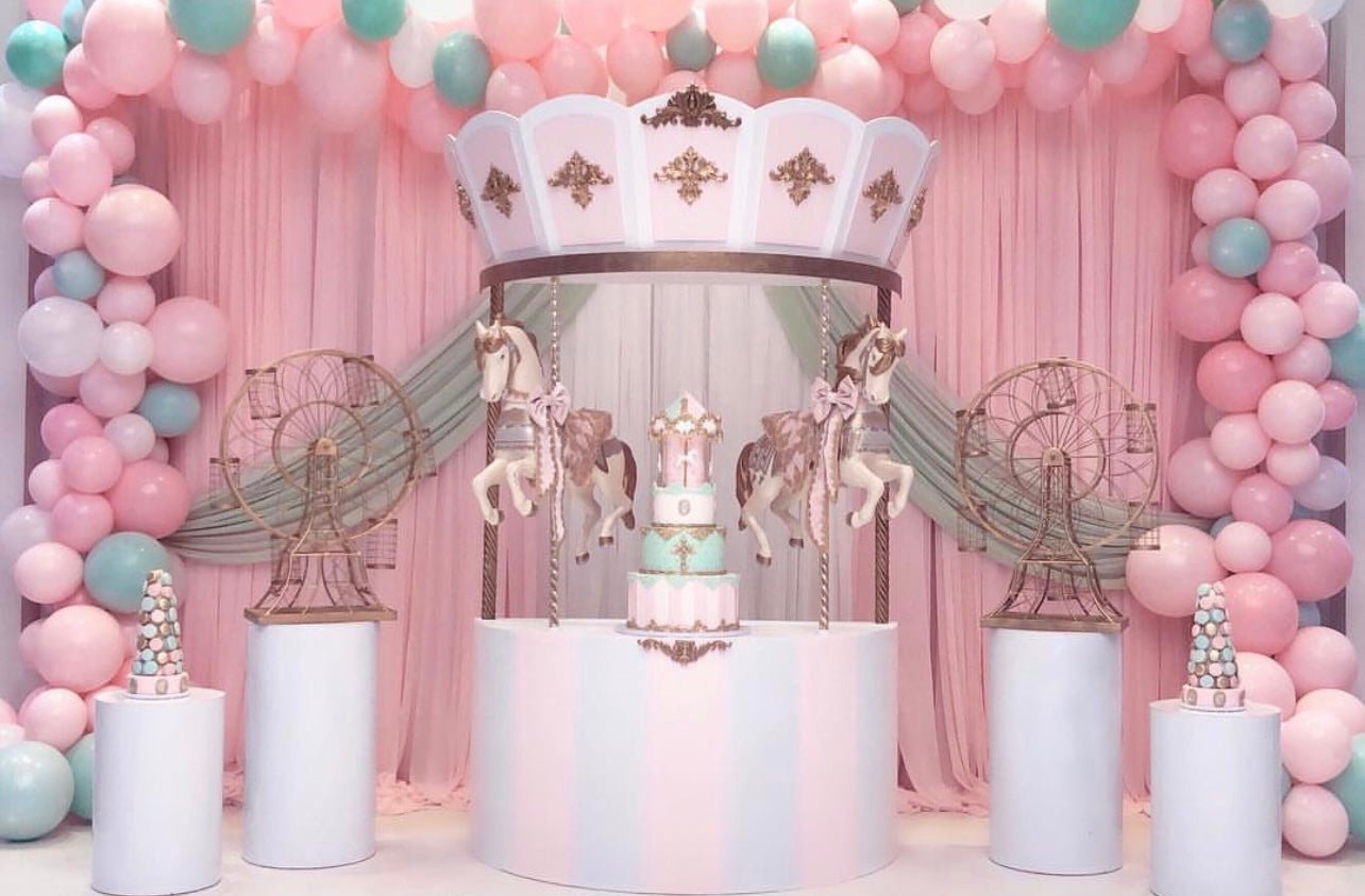 Carousel w/ Horses (Blue) - Custom Prop Rentals