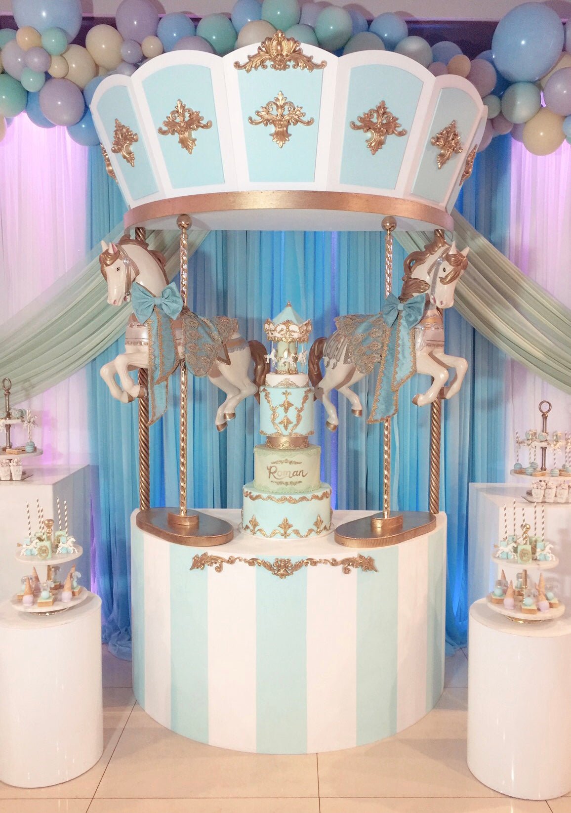 Carousel w/ Horses (Blue) - Custom Prop Rentals