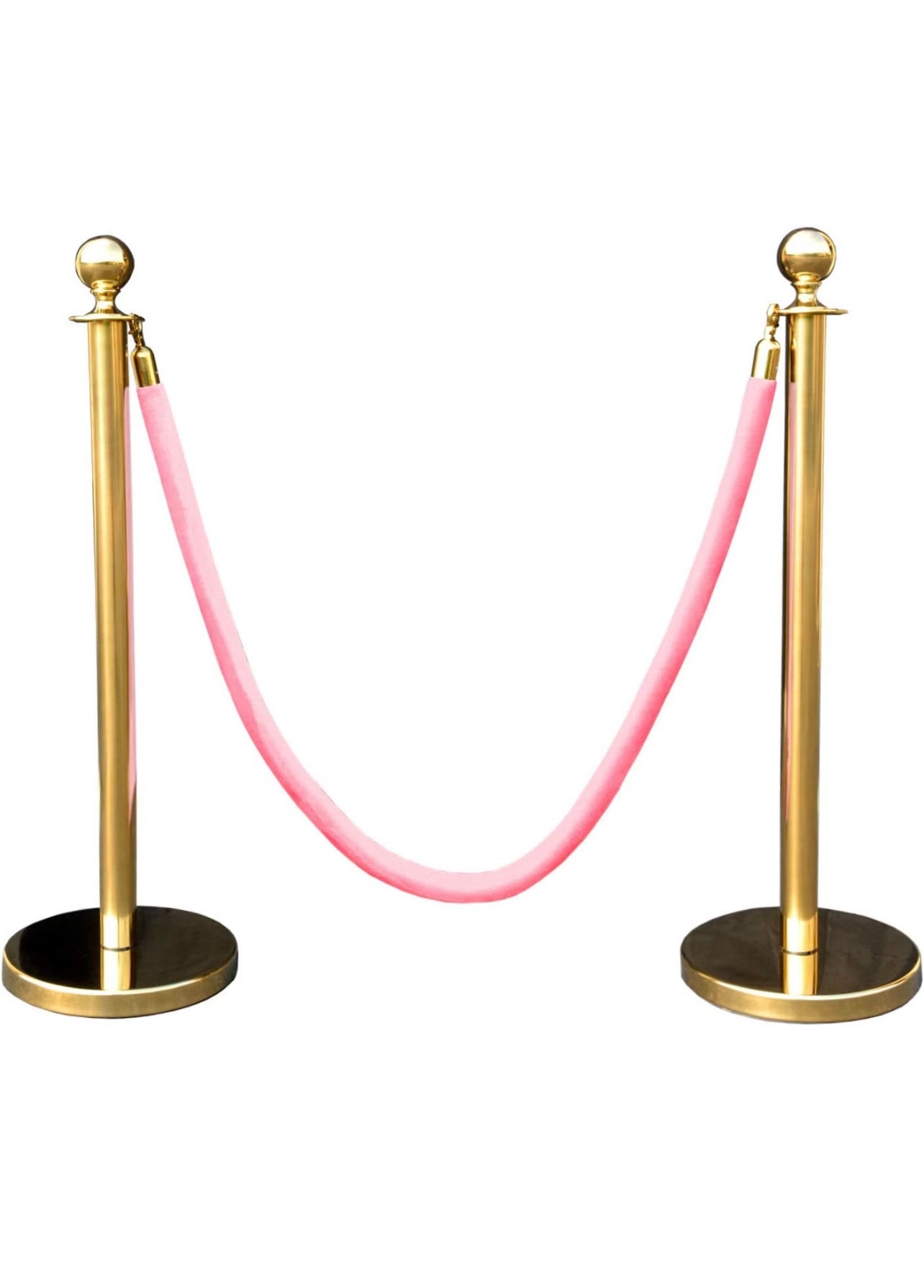 Stanchions Gold w/ Pink Rope - Custom Prop Rentals