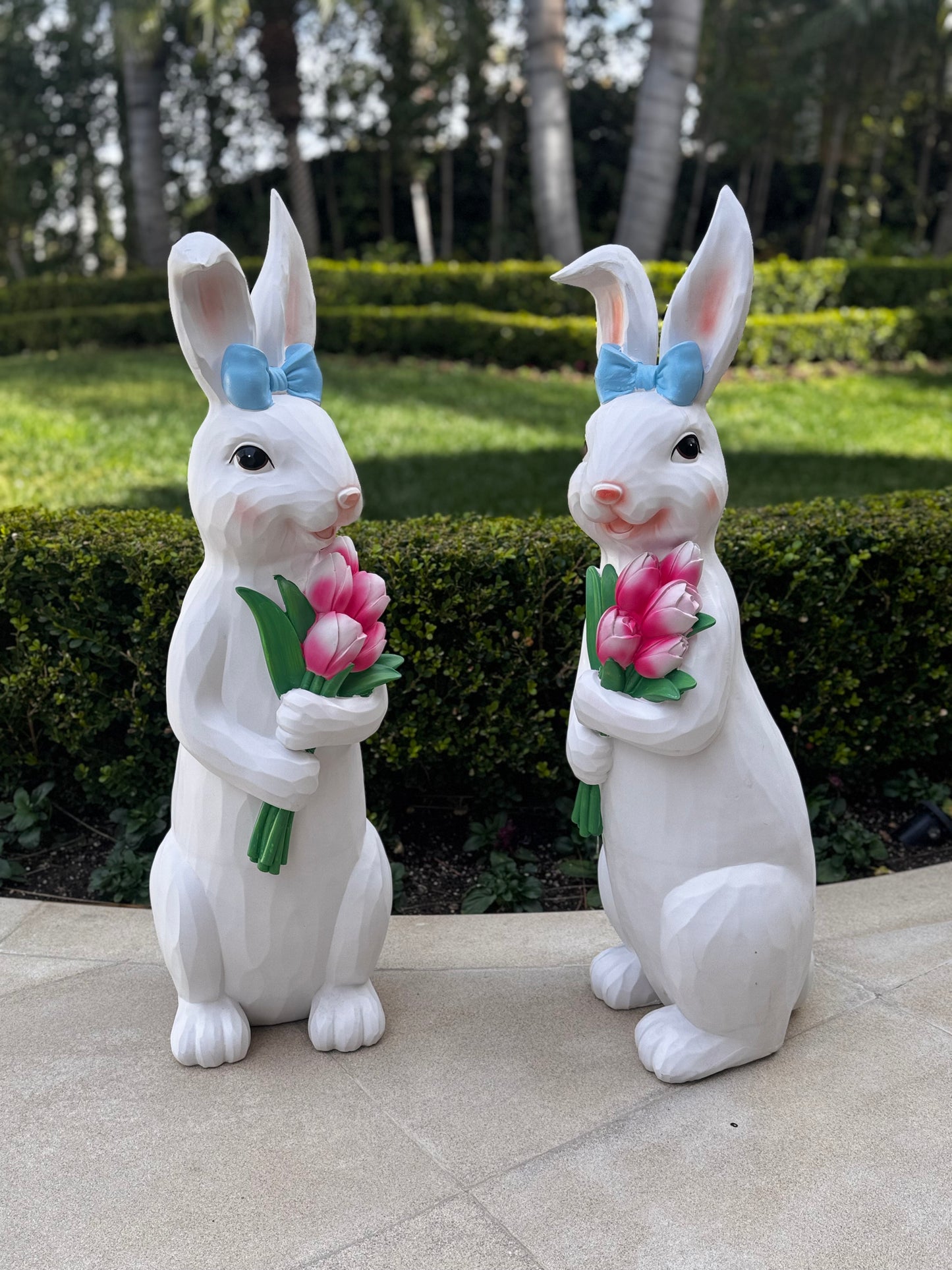 Rabbit with Flowers Pair