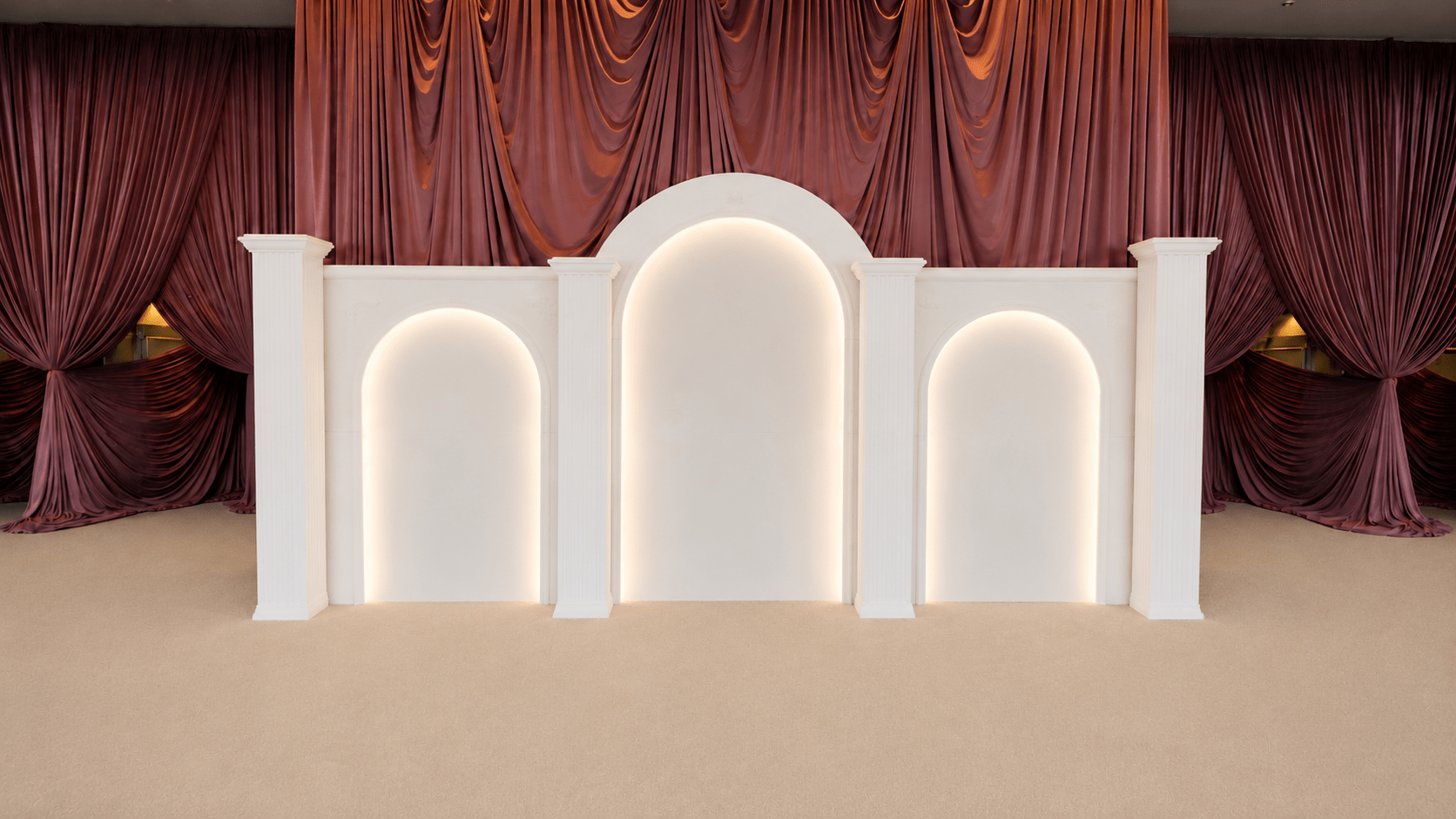 Backdrop 3 Piece with Lights - Custom Prop Rentals