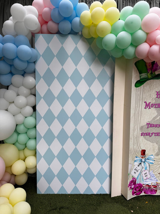 Blue Checkered Wall - Custom Prop Rentals