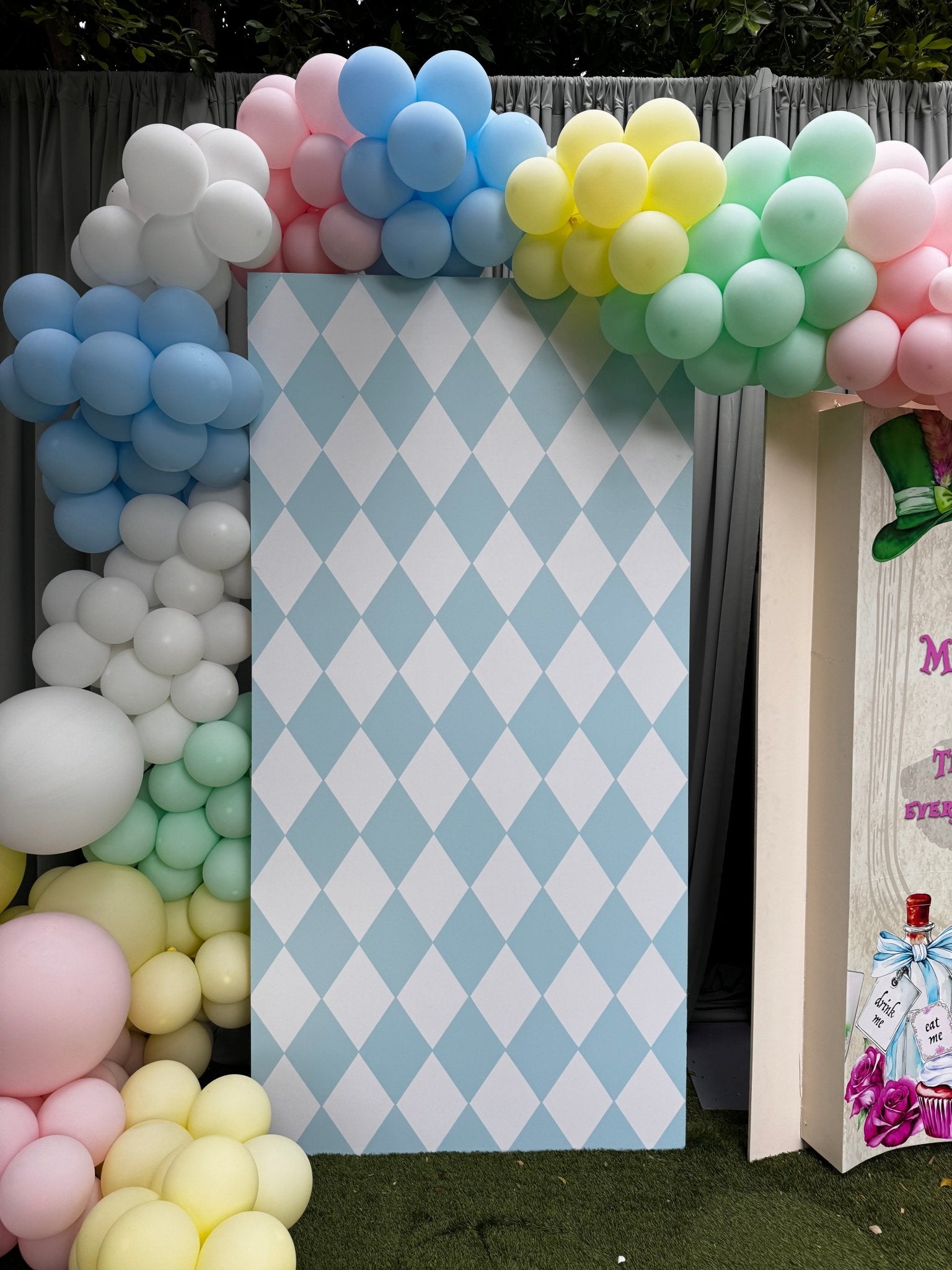 Blue Checkered Wall - Custom Prop Rentals