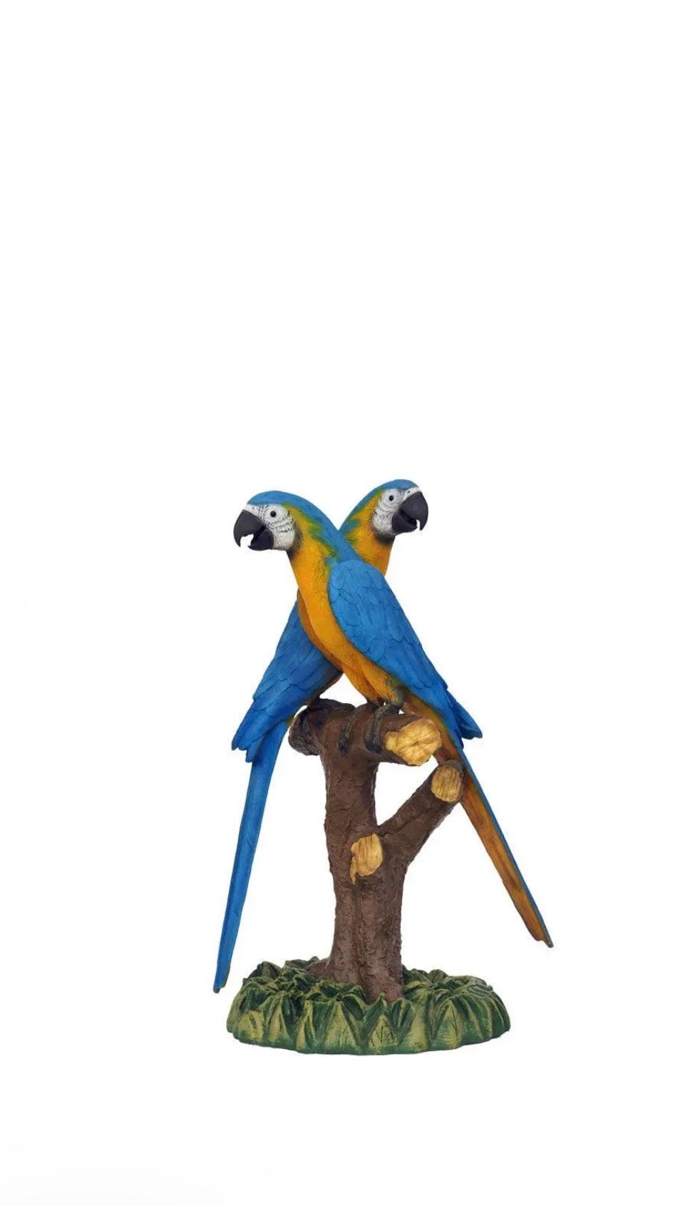 Blue Macaw Lover Parrot on Branch - Custom Prop Rentals