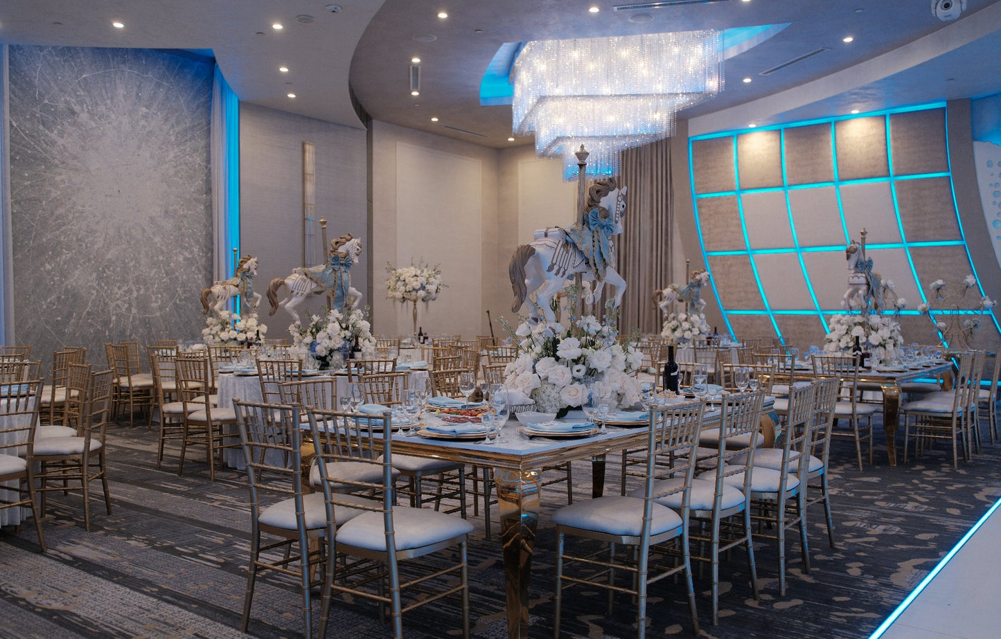 Carousel Horse Blue/Gold - Custom Prop Rentals