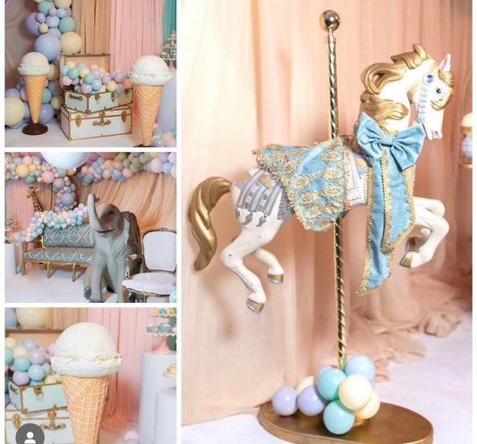 Carousel Horse Blue/Gold - Custom Prop Rentals