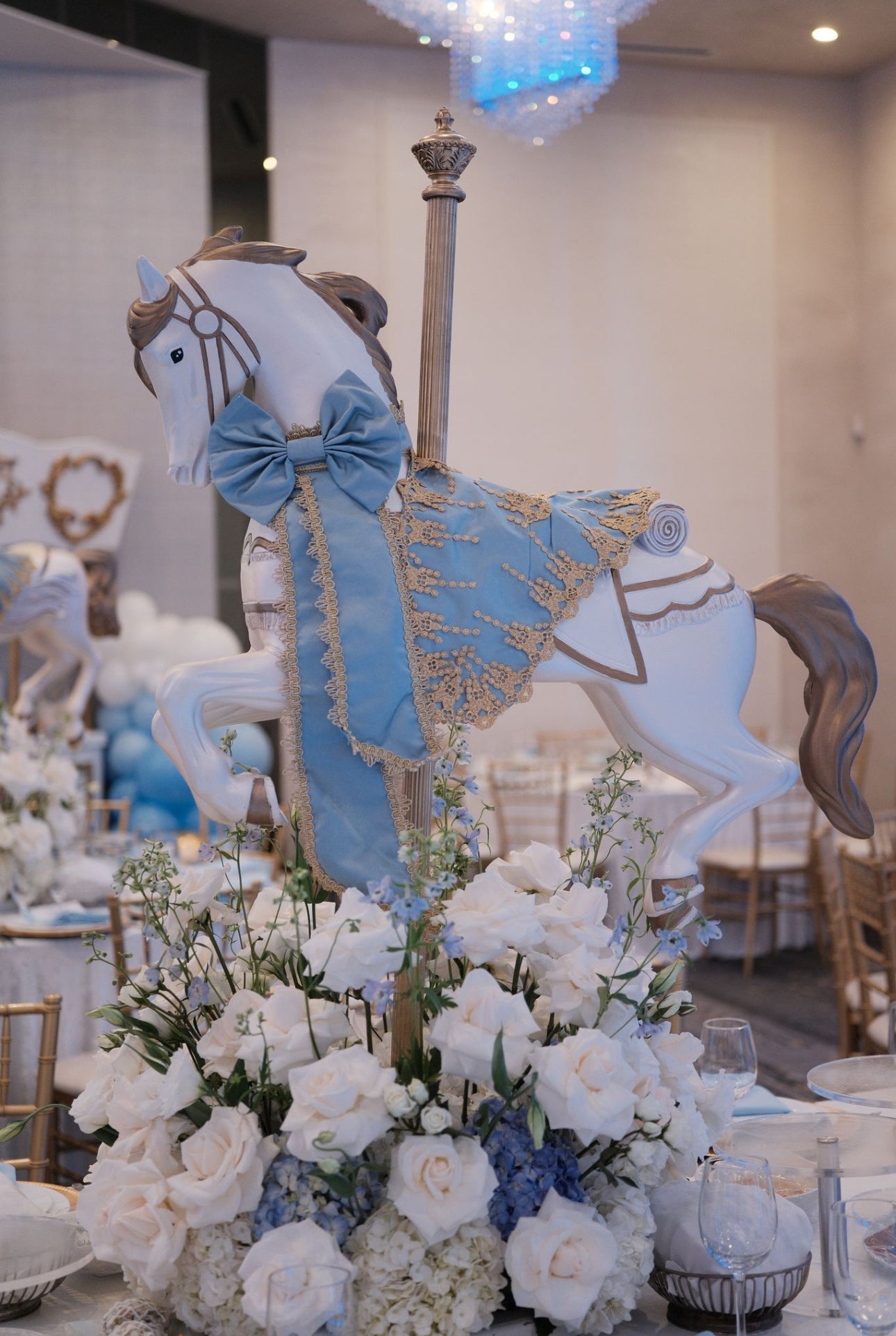 Carousel Horse Blue/Gold - Custom Prop Rentals