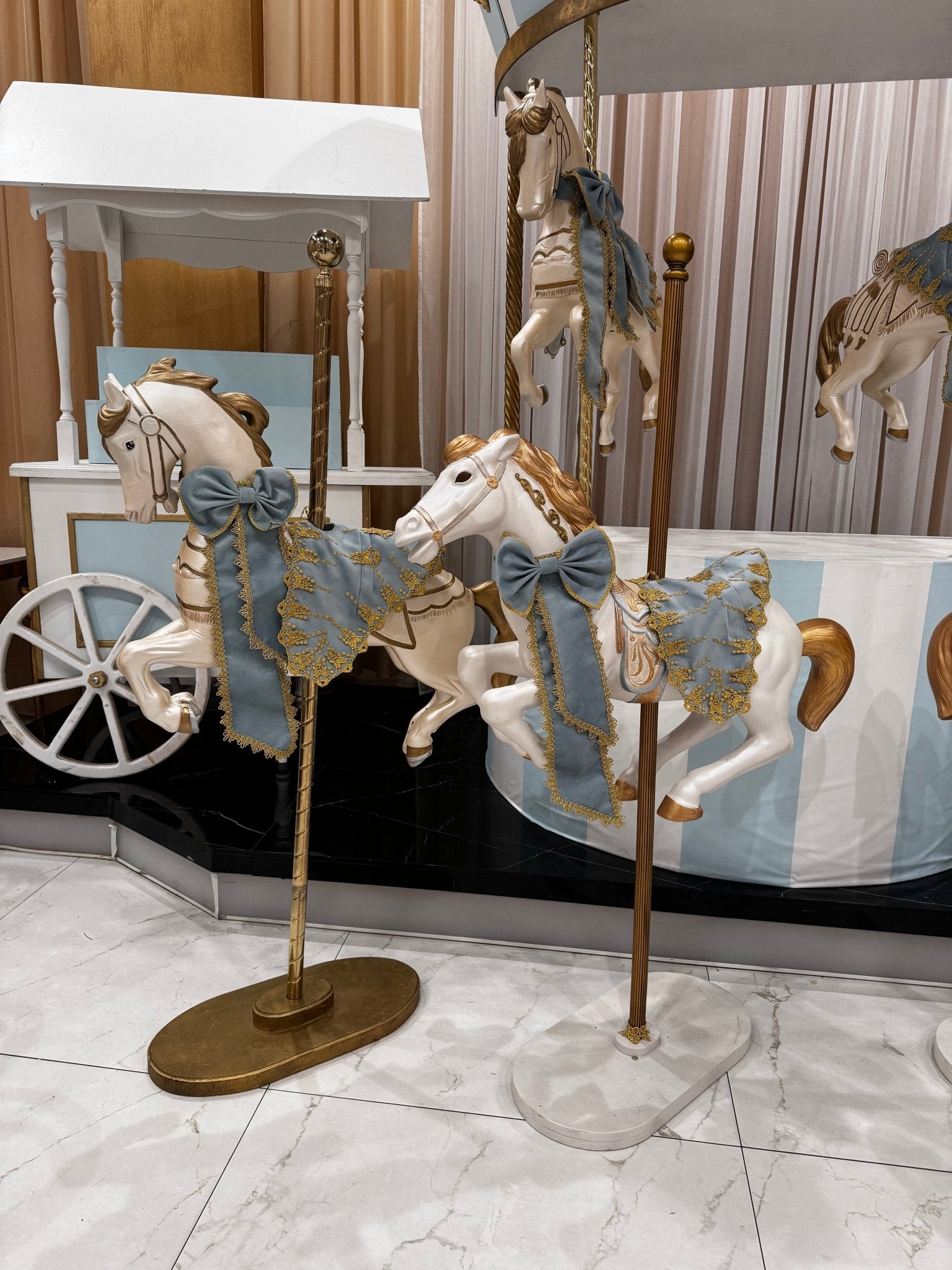 Carousel Horse on Stand Blue with Dress – Custom Prop Rentals