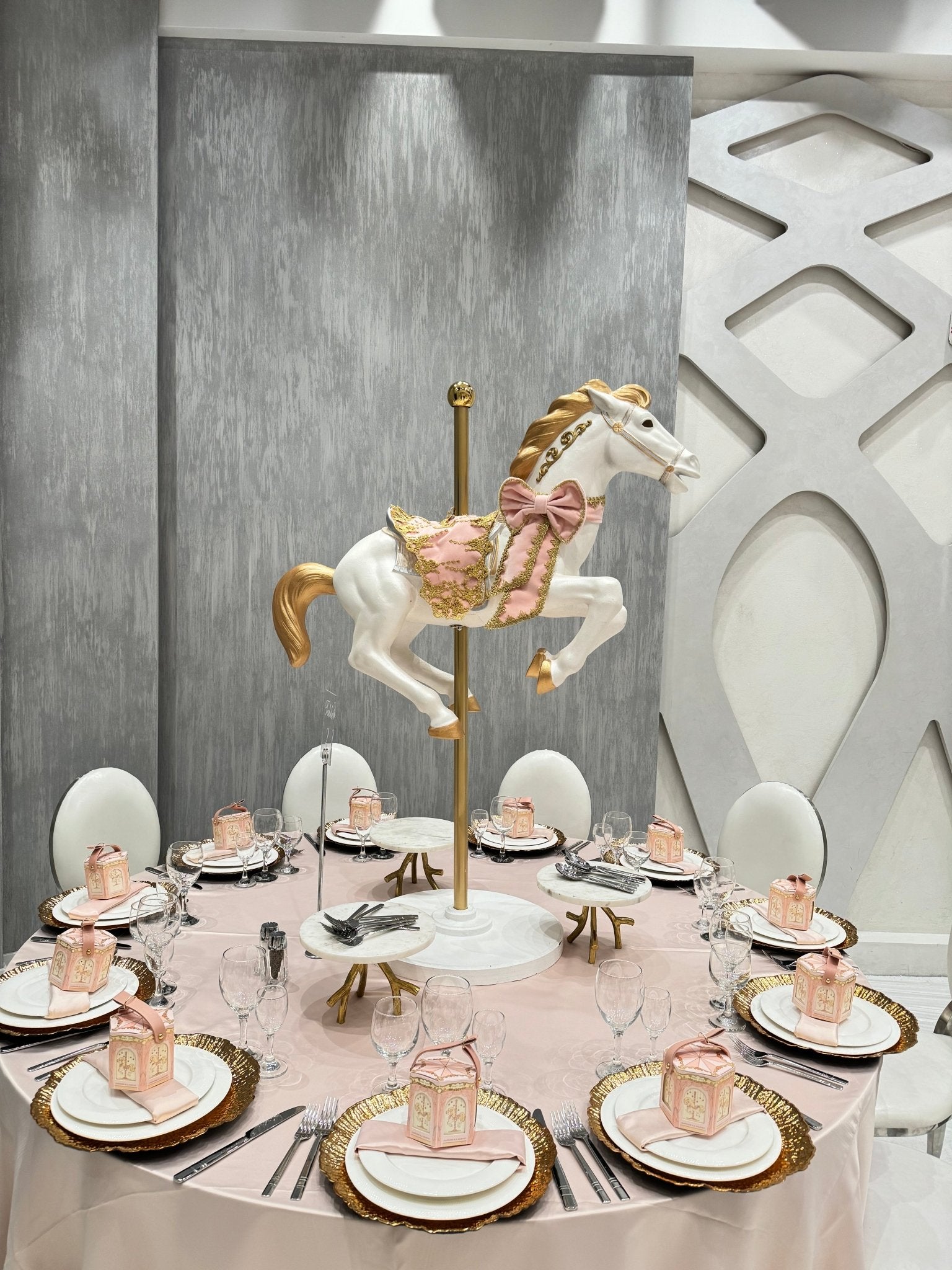 Carousel Horse Pink/Gold - Custom Prop Rentals