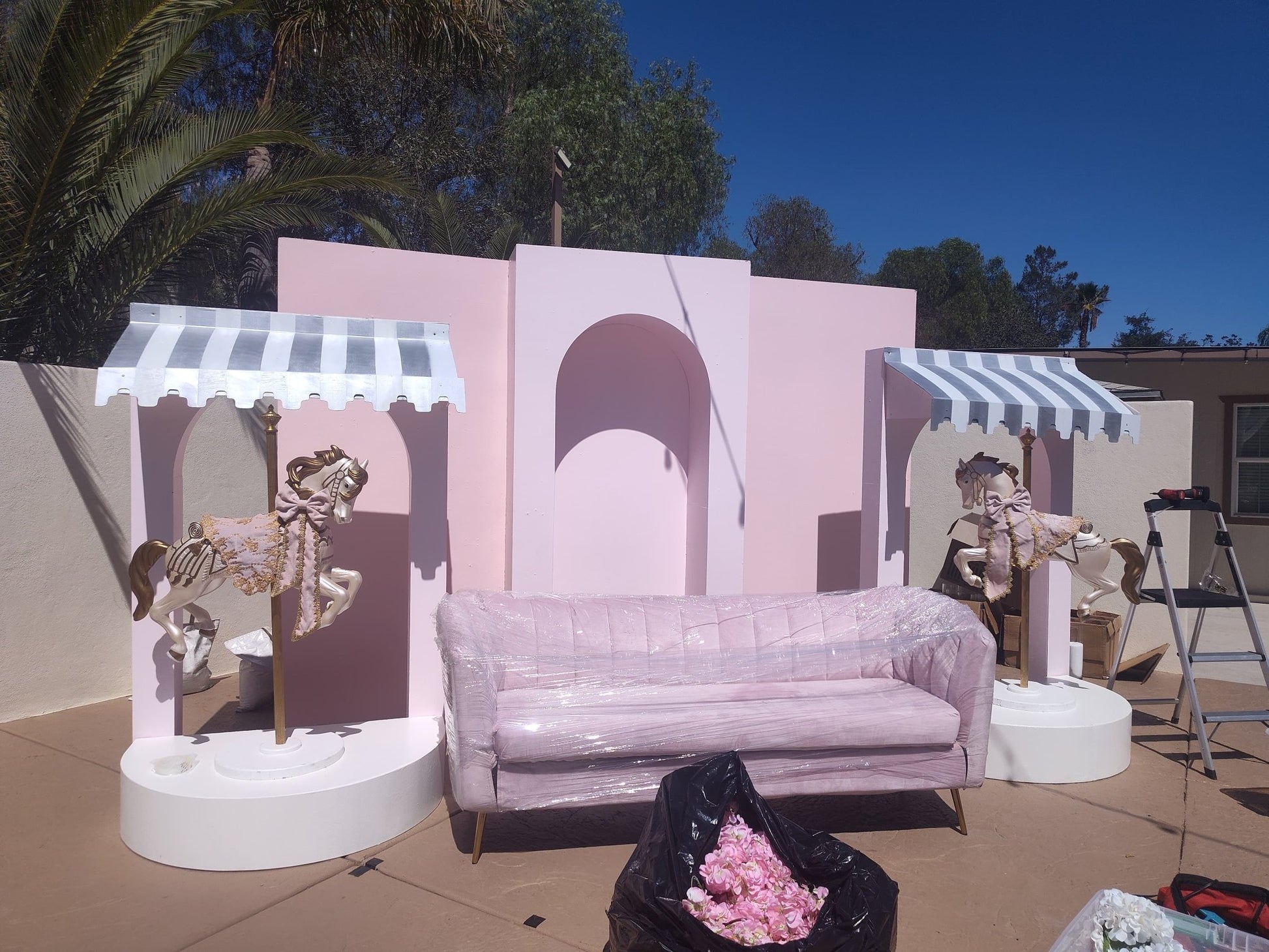 Carousel Horse Pink/Gold - Custom Prop Rentals