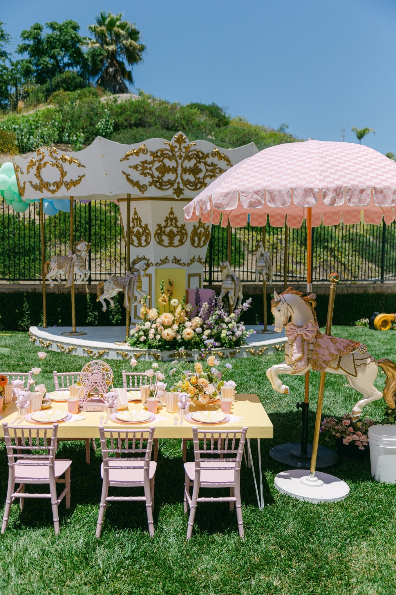 Carousel Horse Pink/Gold - Custom Prop Rentals