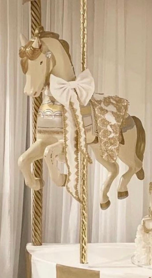 Carousel Horse White/Gold - Custom Prop Rentals