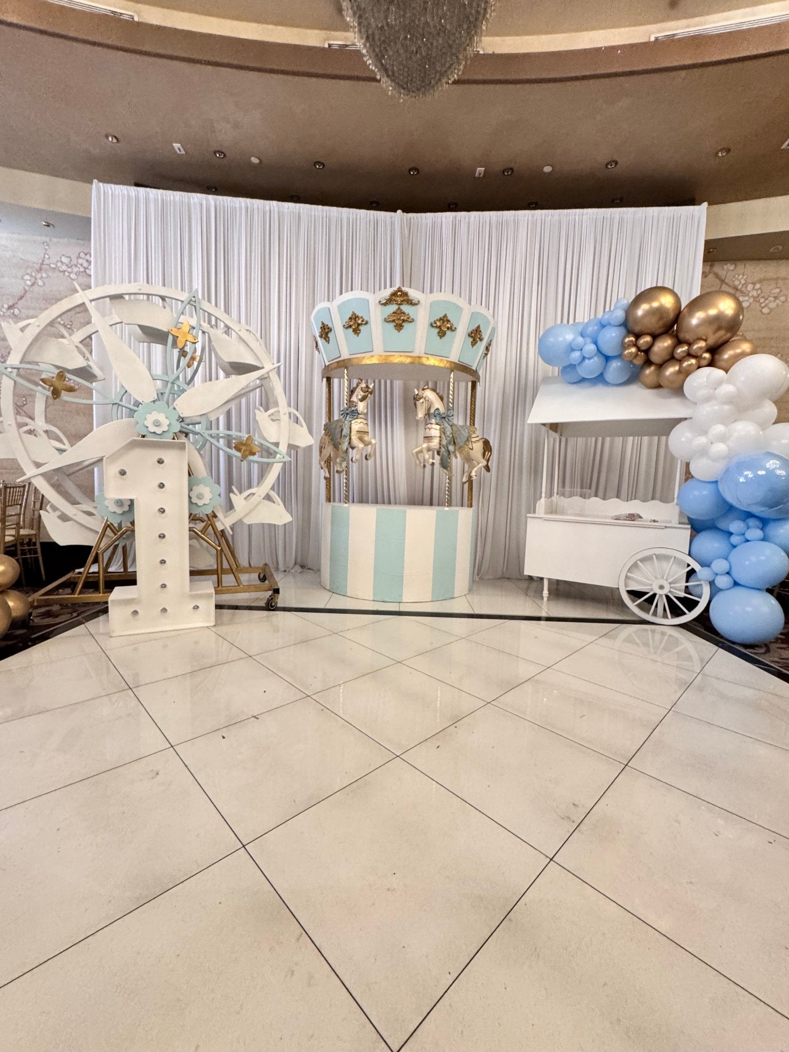Carousel w/ Horses (Blue) - Custom Prop Rentals