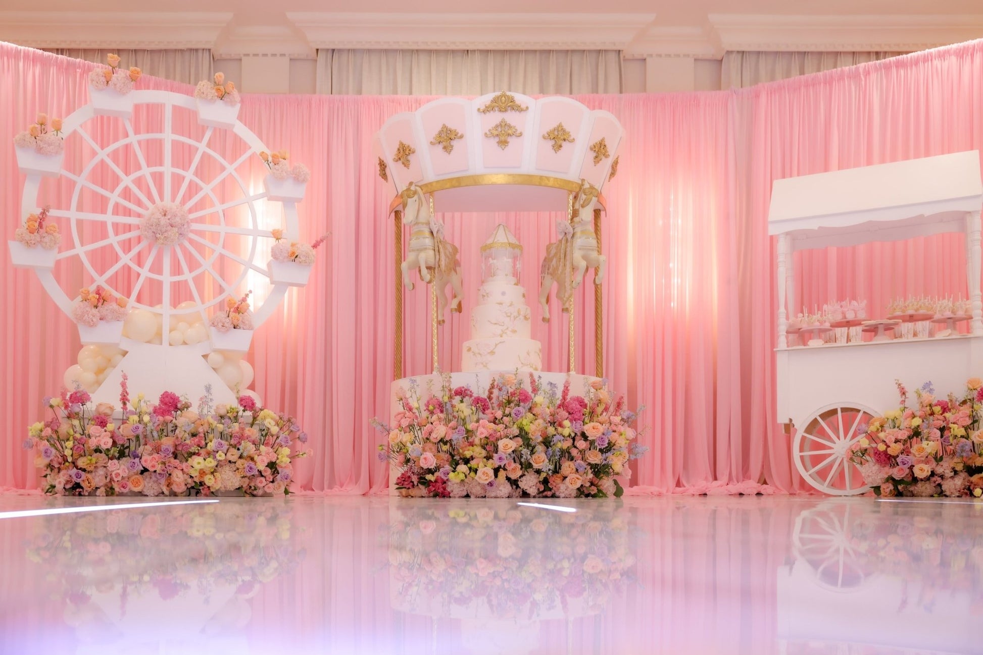 Carousel w/ Horses (Pink) - Custom Prop Rentals