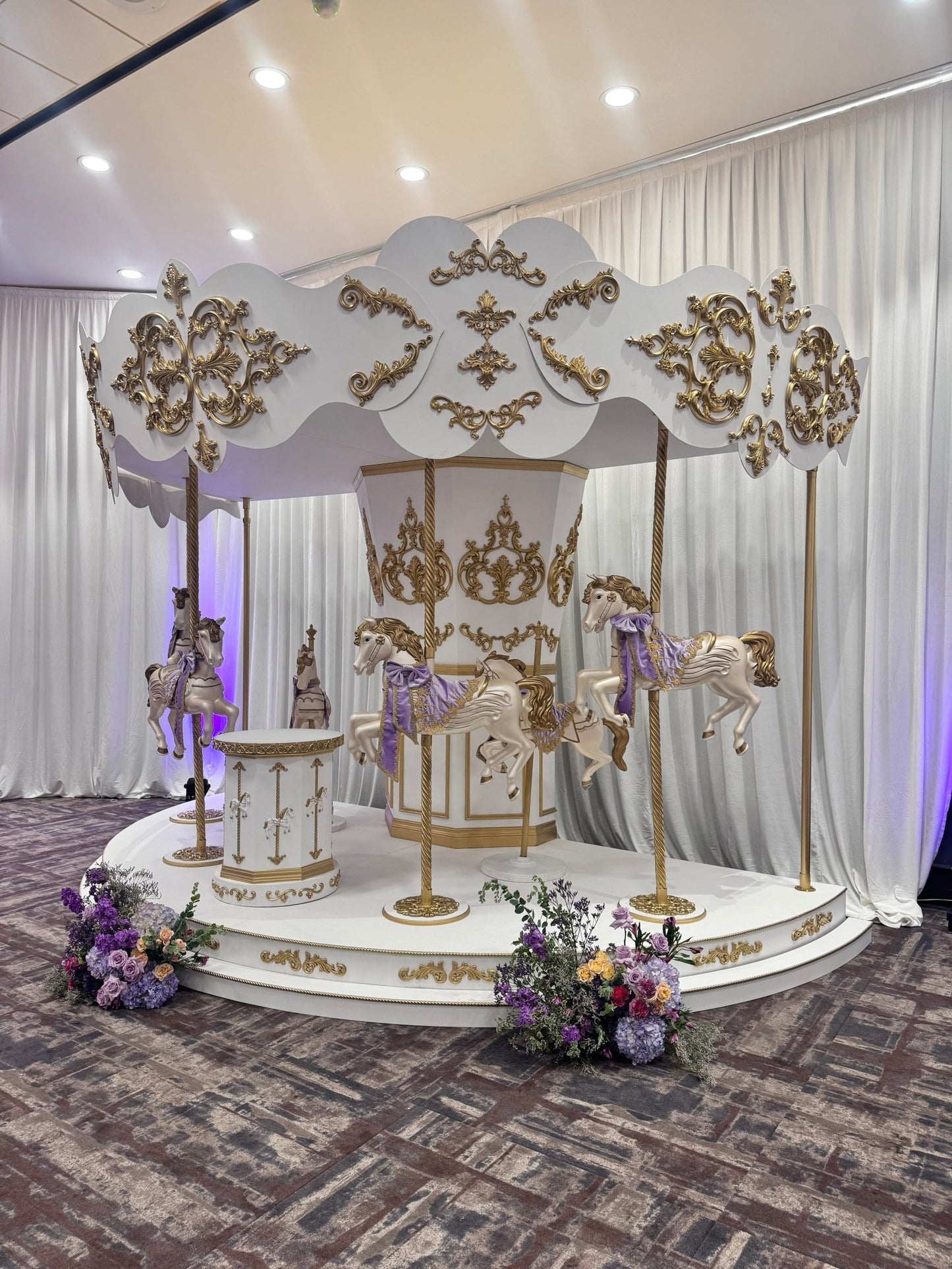 Grand Carousel White & Gold (Lavender) - Custom Prop Rentals