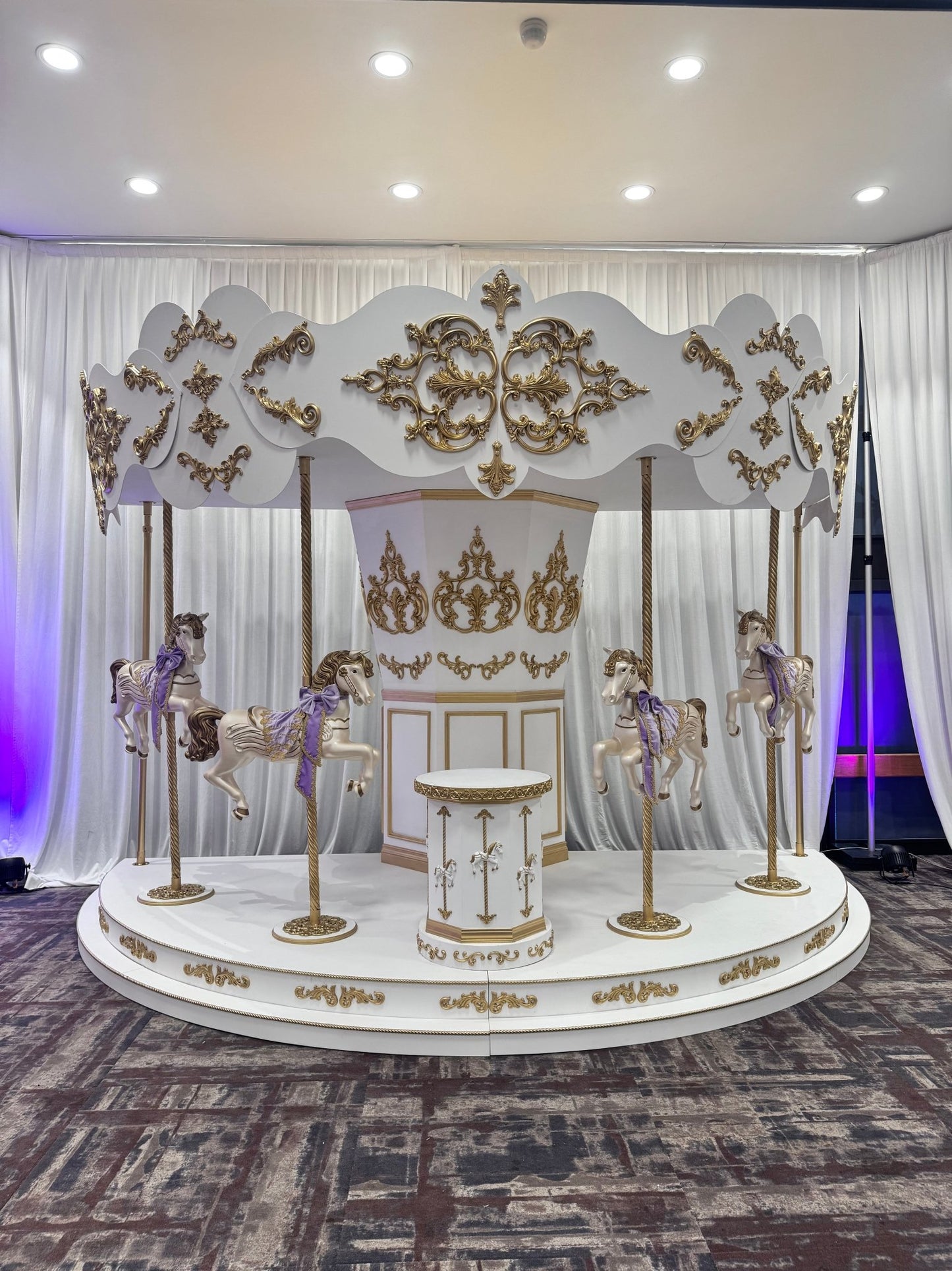 Grand Carousel White & Gold (Lavender) - Custom Prop Rentals