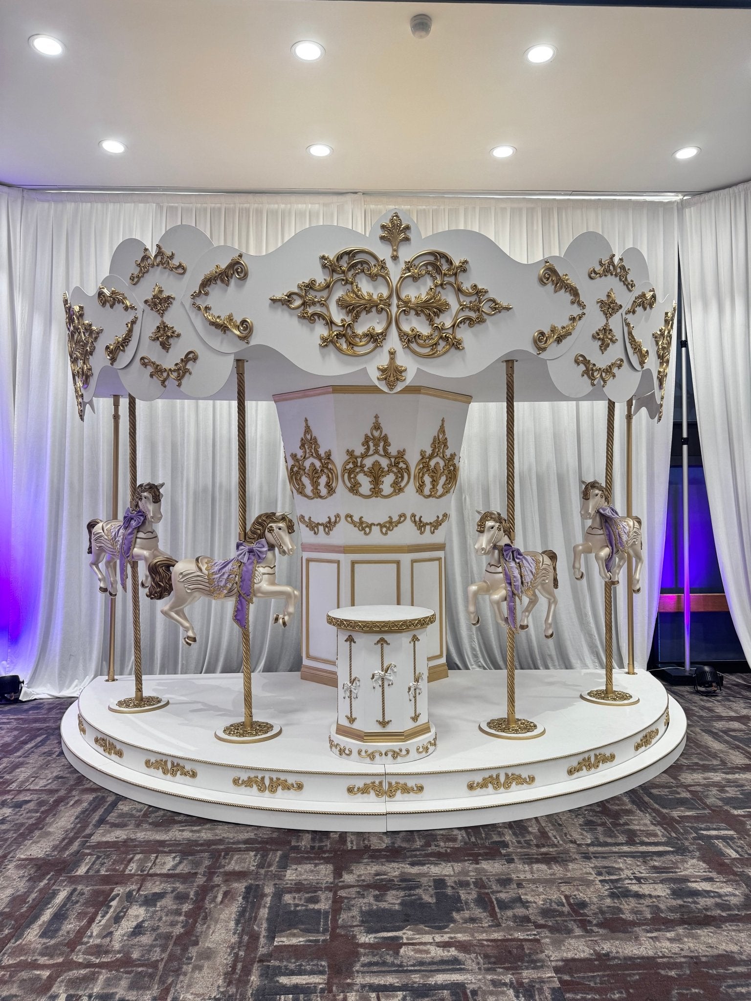 Grand Carousel White & Gold (Lavender) - Custom Prop Rentals