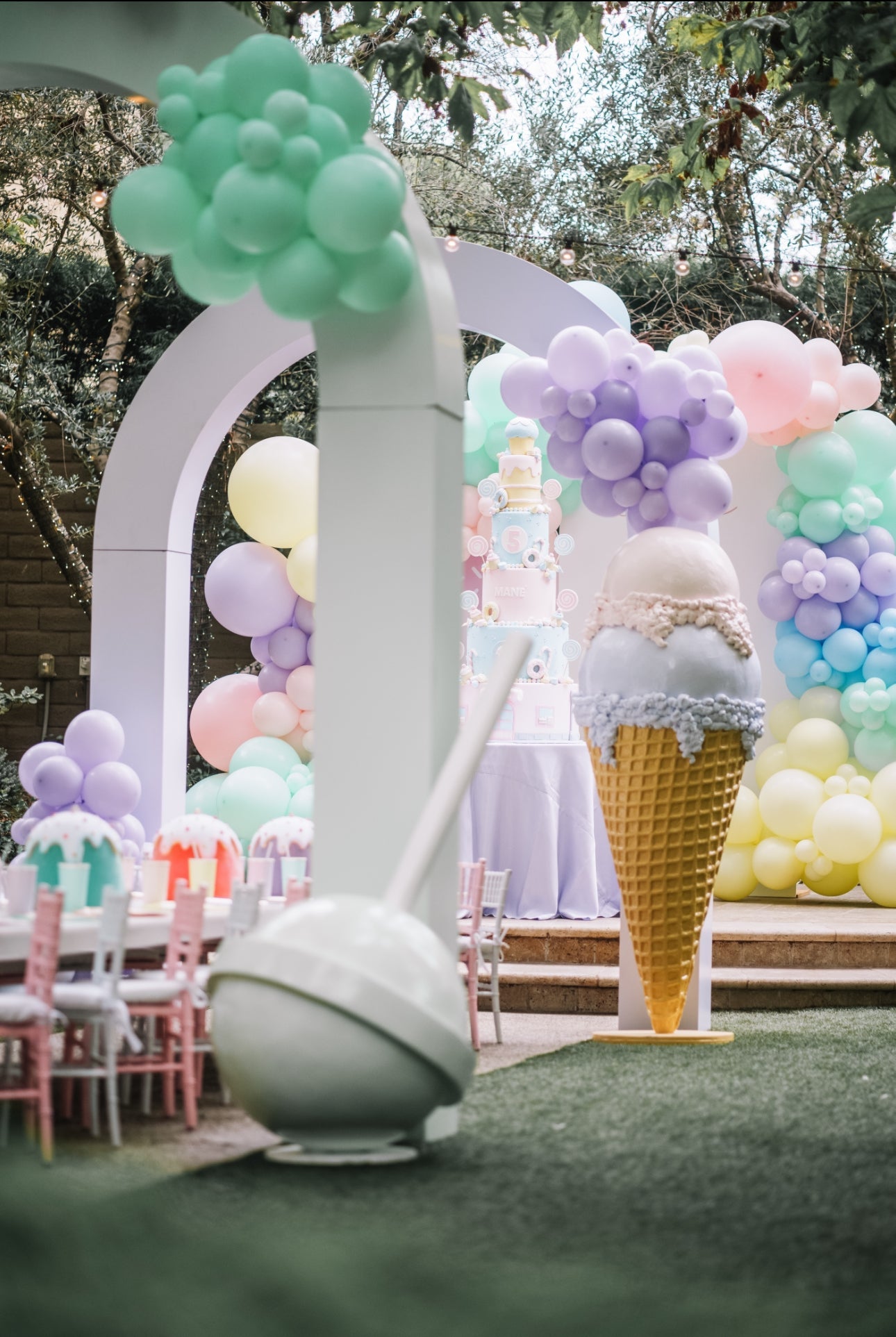 Ice Cream Double Scoop 6ft Pastel Lavender/Pink - Custom Prop Rentals