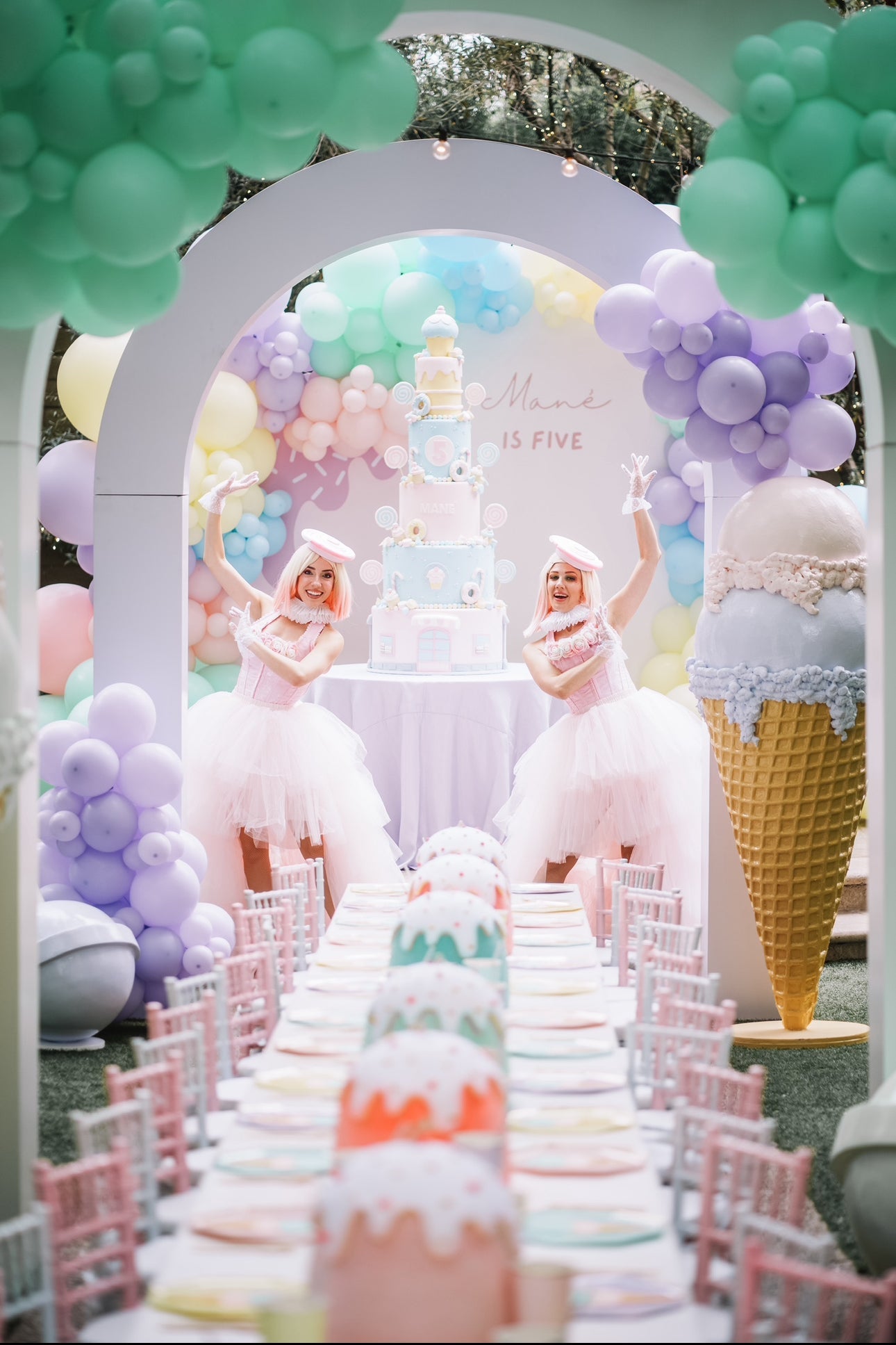 Ice Cream Double Scoop 6ft Pastel Lavender/Pink - Custom Prop Rentals