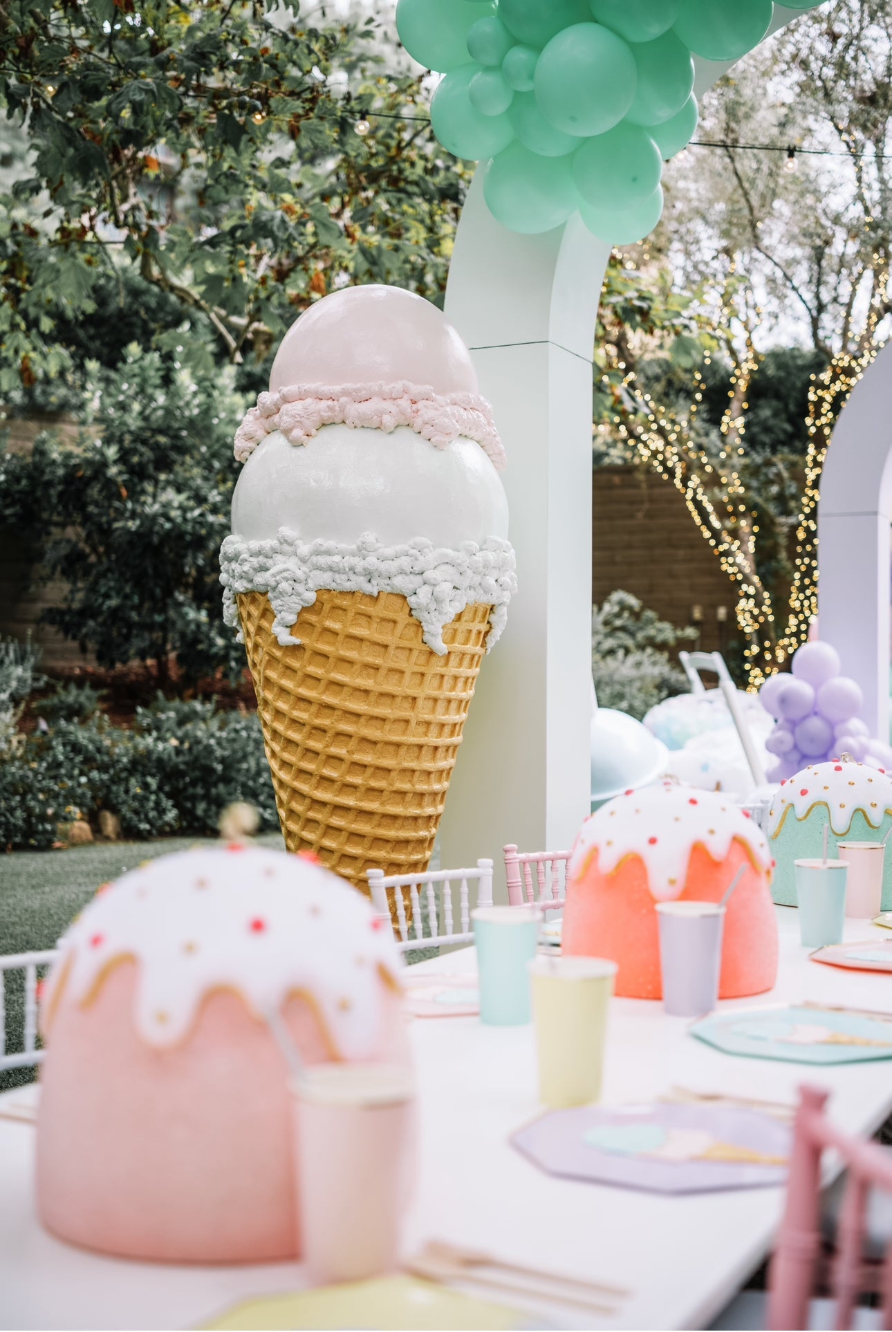 Ice Cream Double Scoop 6ft Pastel Lavender/Pink - Custom Prop Rentals