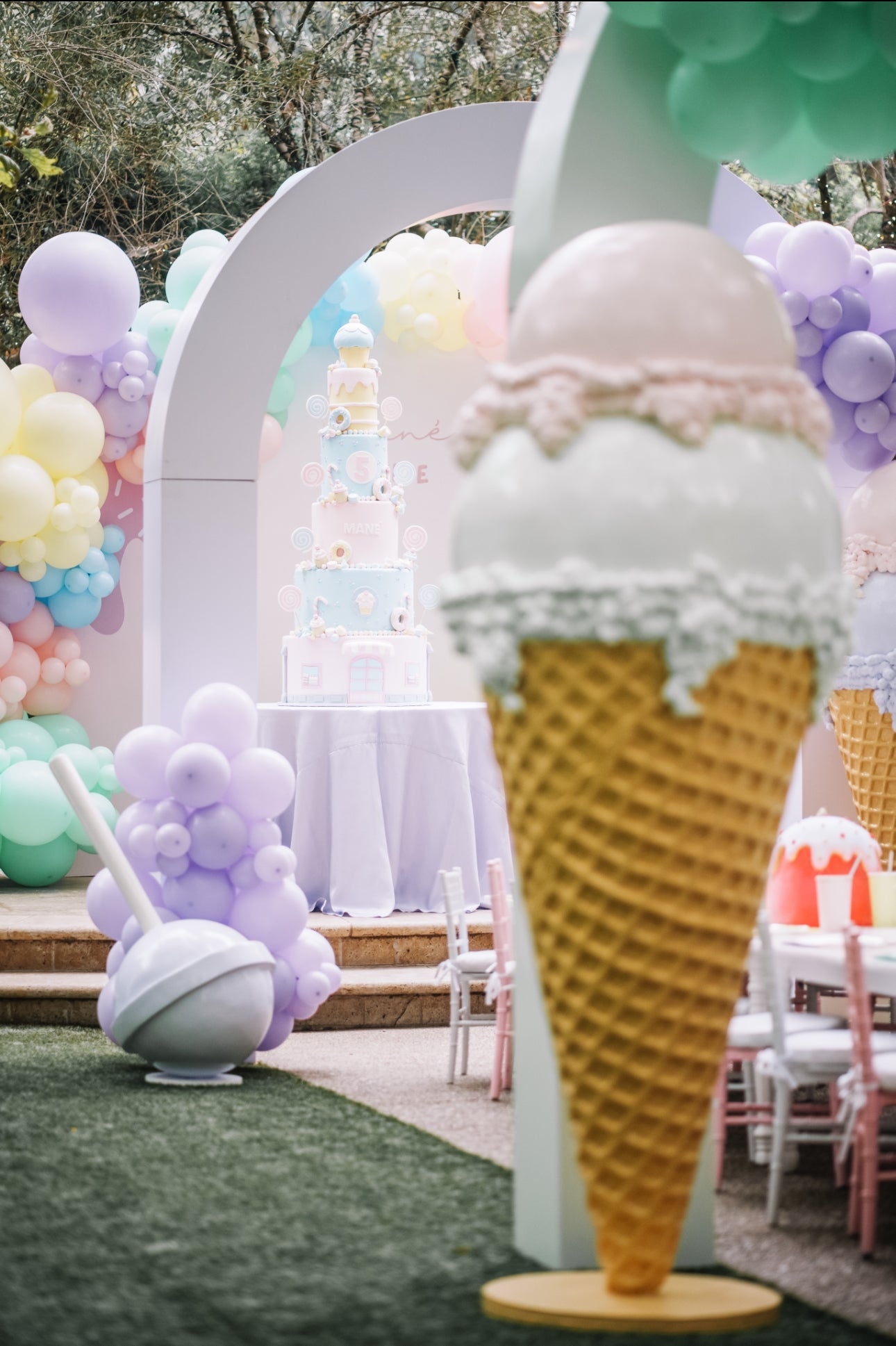 Ice Cream Double Scoop 6ft Pastel Mint/Pink - Custom Prop Rentals