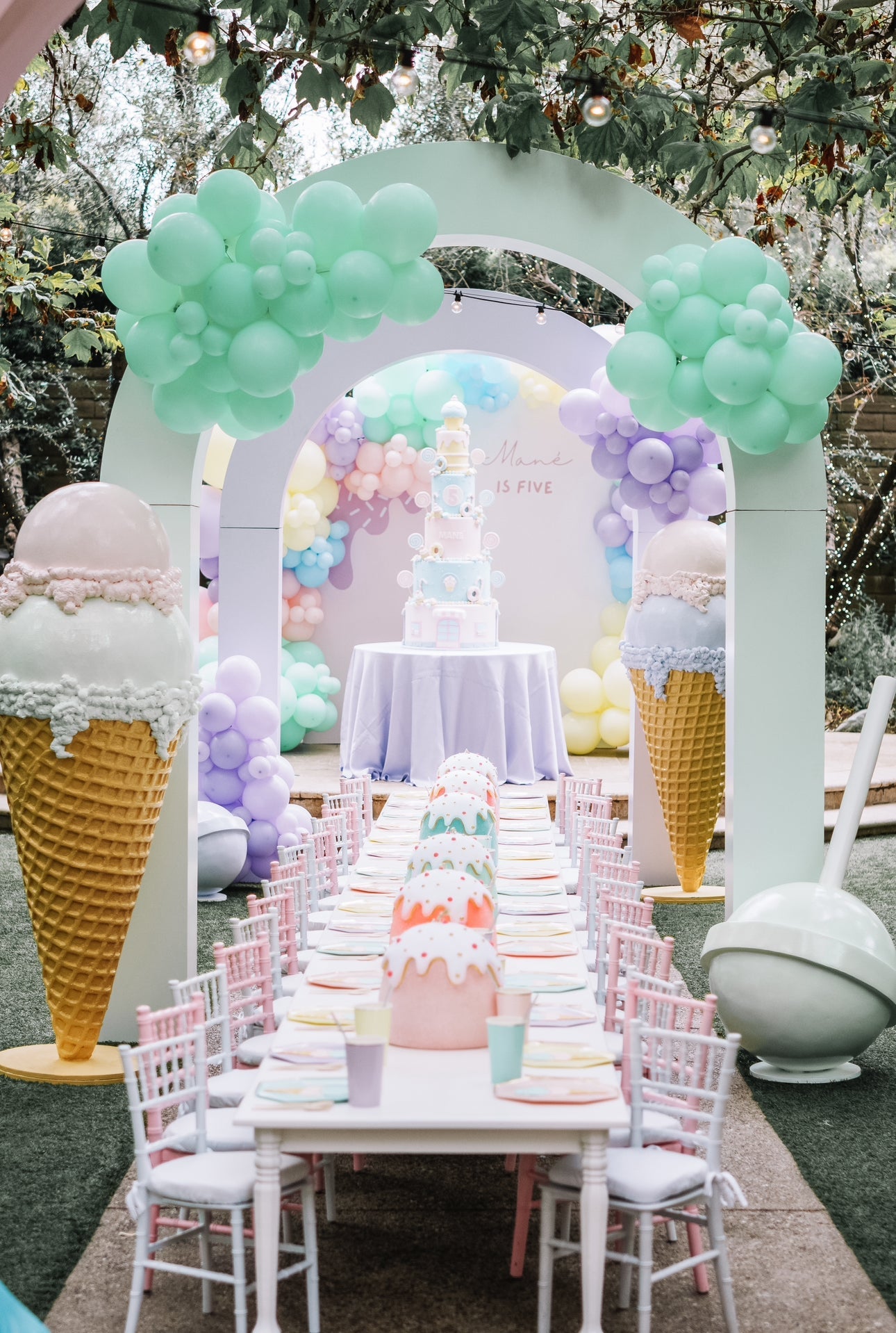 Ice Cream Double Scoop 6ft Pastel Mint/Pink - Custom Prop Rentals