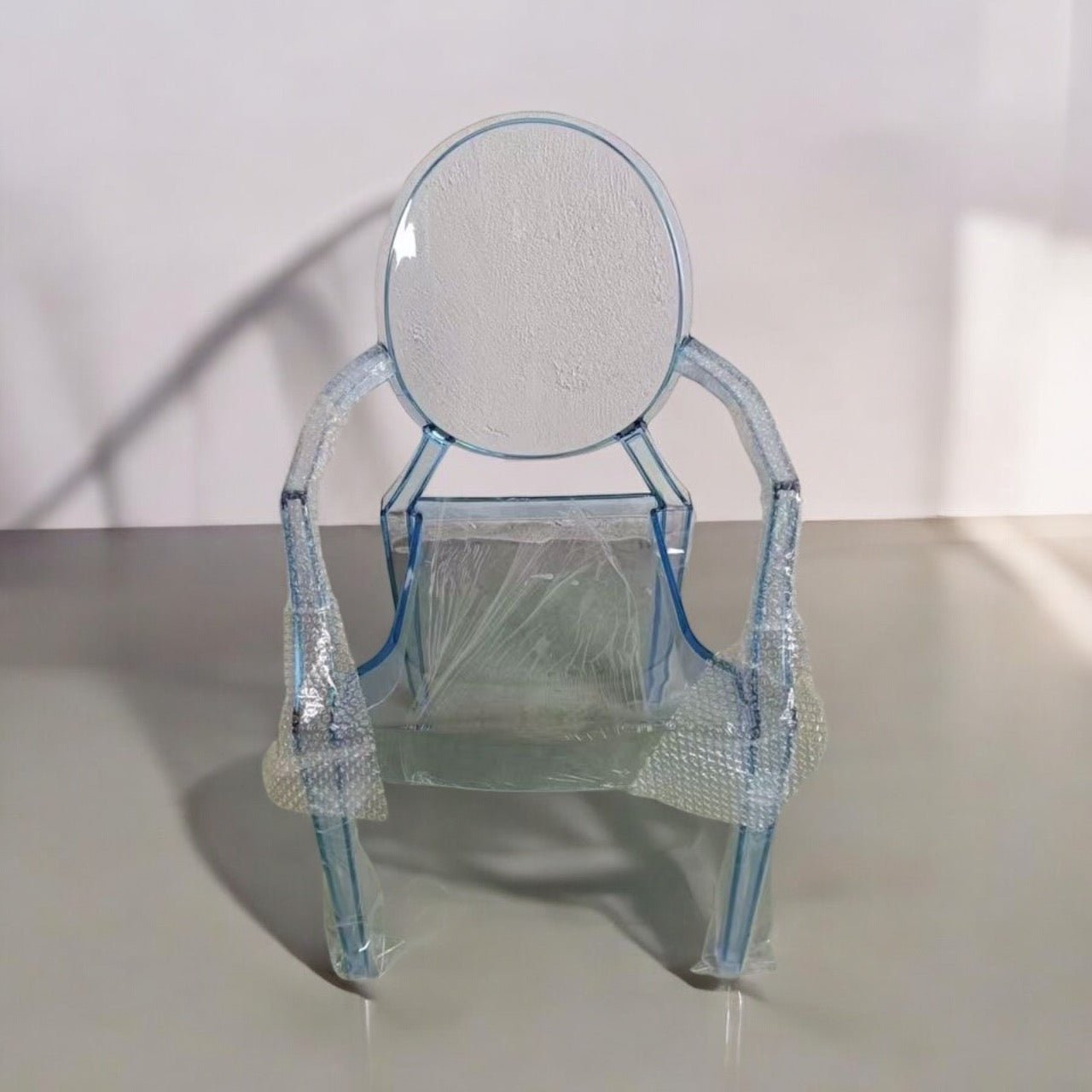 Kids Ghost Chair with arm rest Blue - Custom Prop Rentals