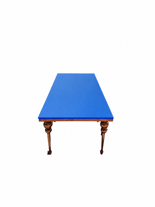 Kids Gold Rectangular Table Blue - Custom Prop Rentals