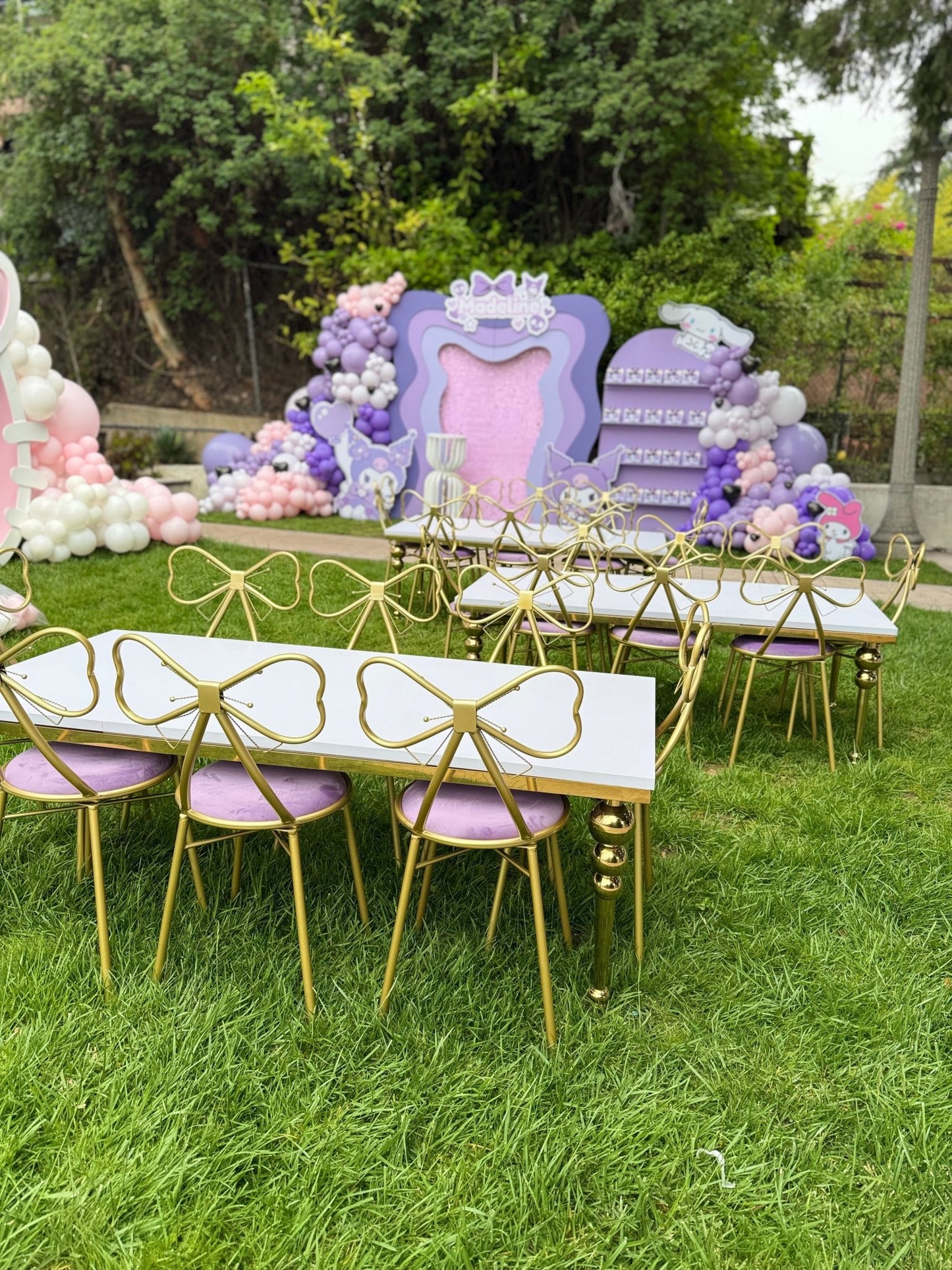 Kids Gold Rectangular Table White - Custom Prop Rentals
